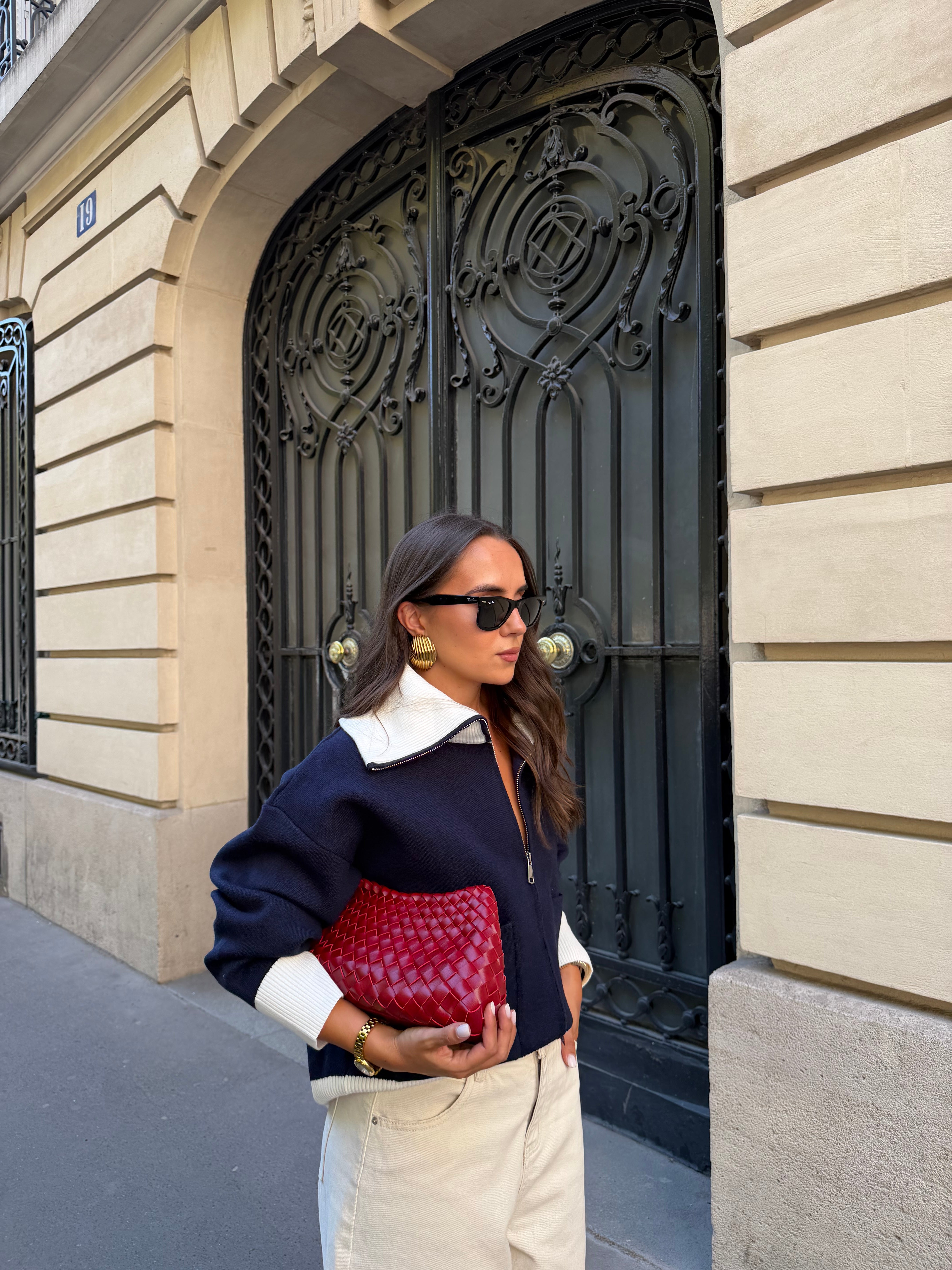 Gilet à zip bi color bleu marine (LC430)