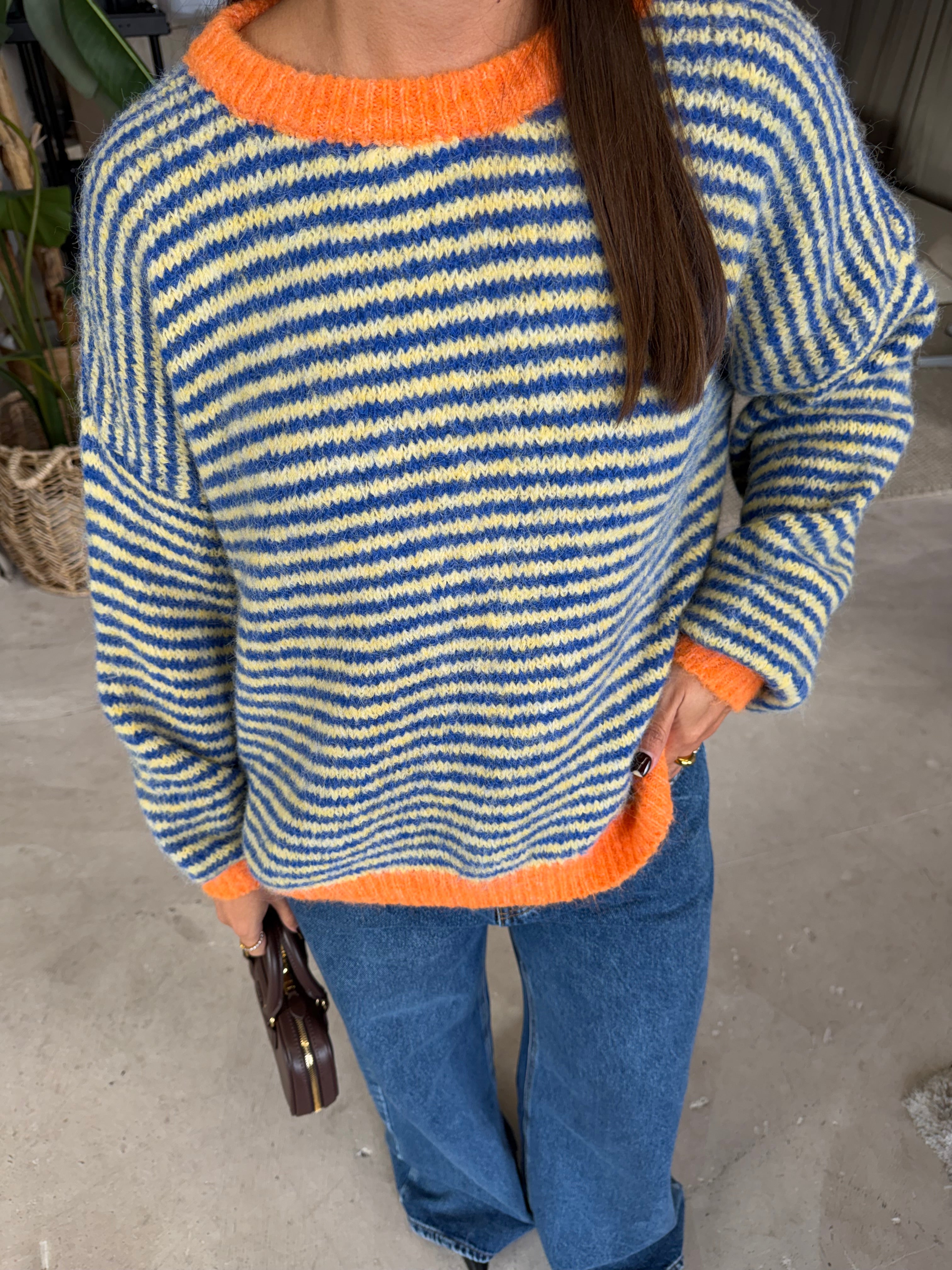 Pull VANIA orange bleu