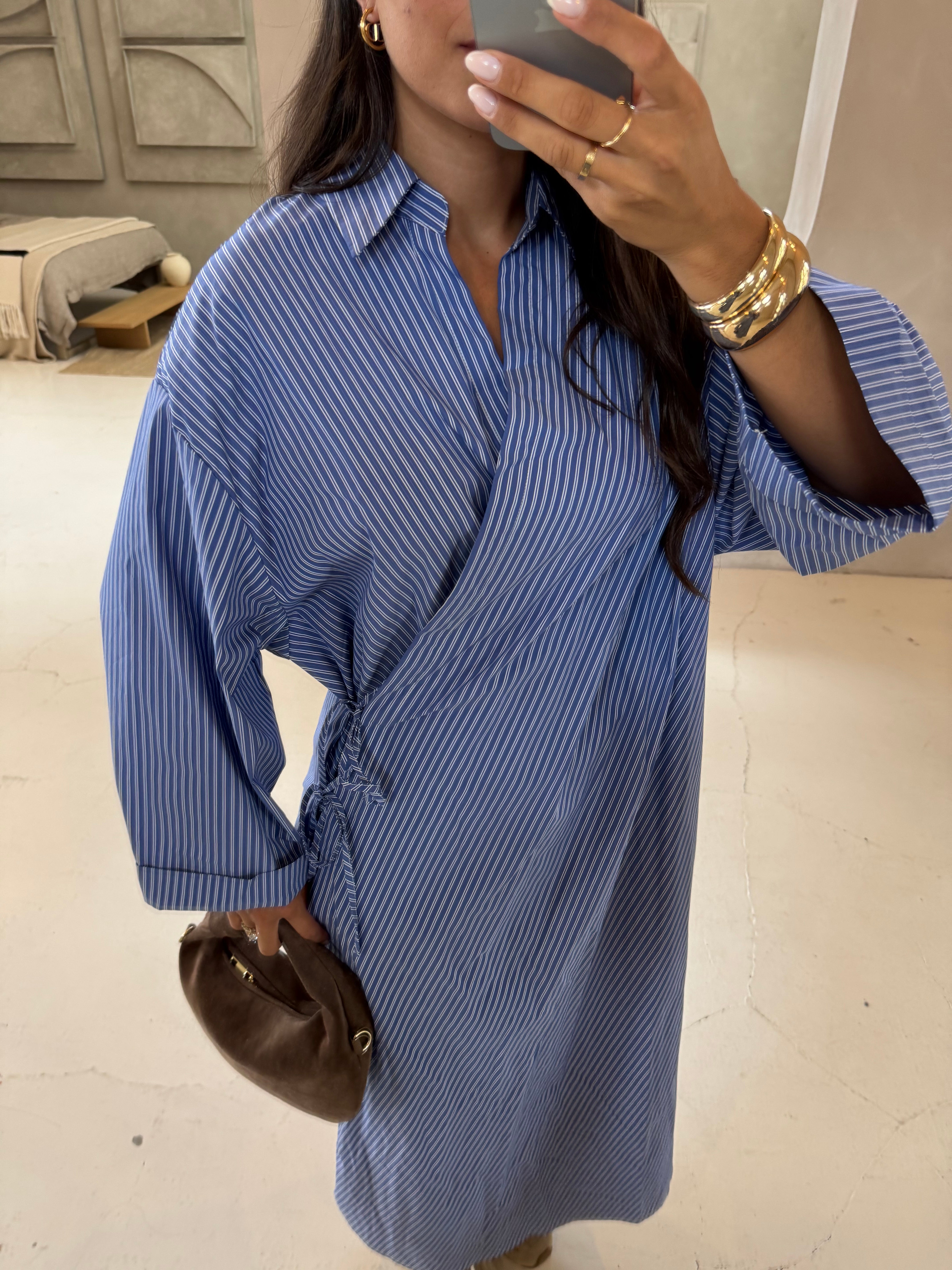 Robe longue à rayures bleu foncée (51127)