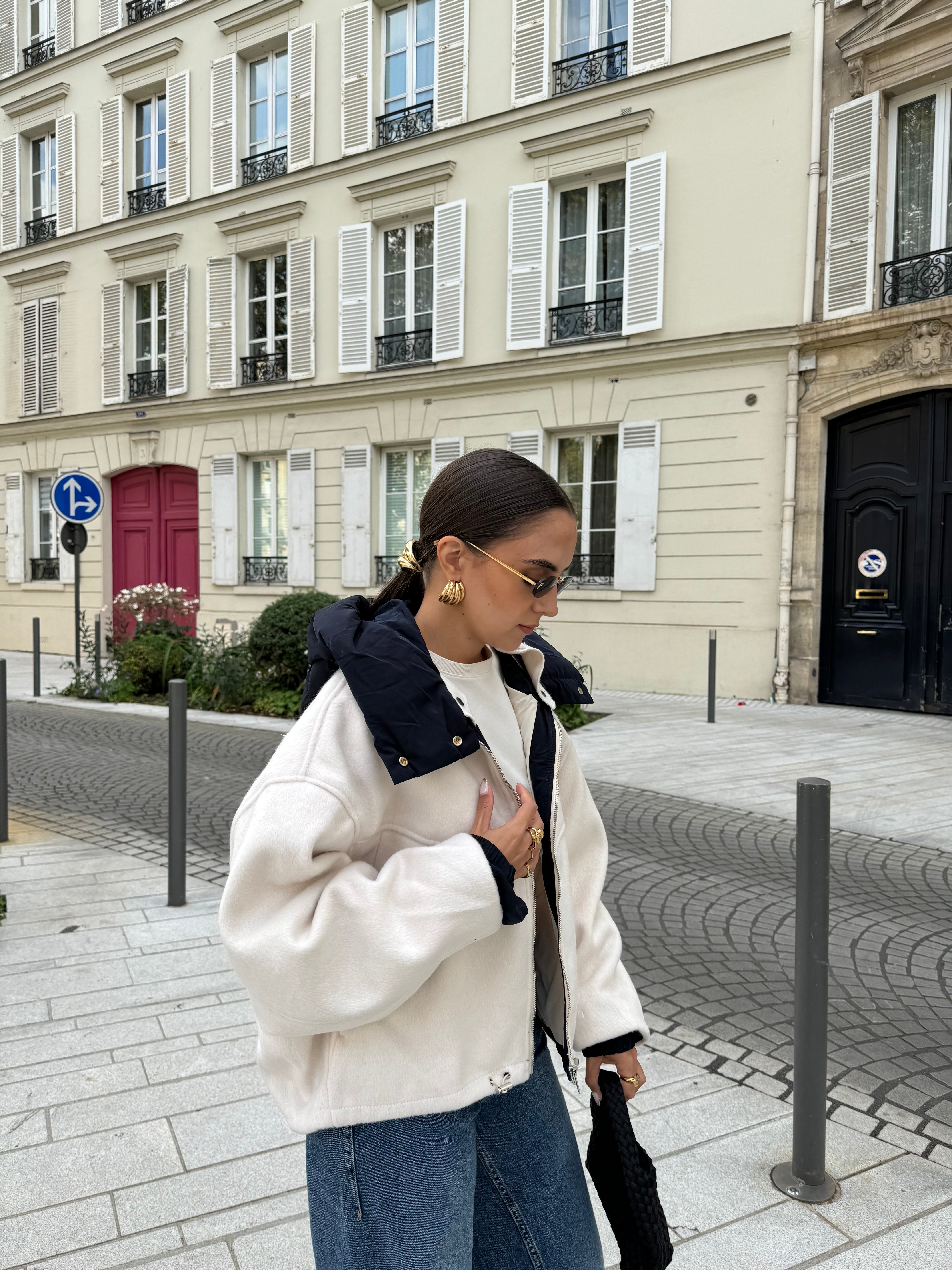 Veste TENDANCE bleue marine et crème (NYC)