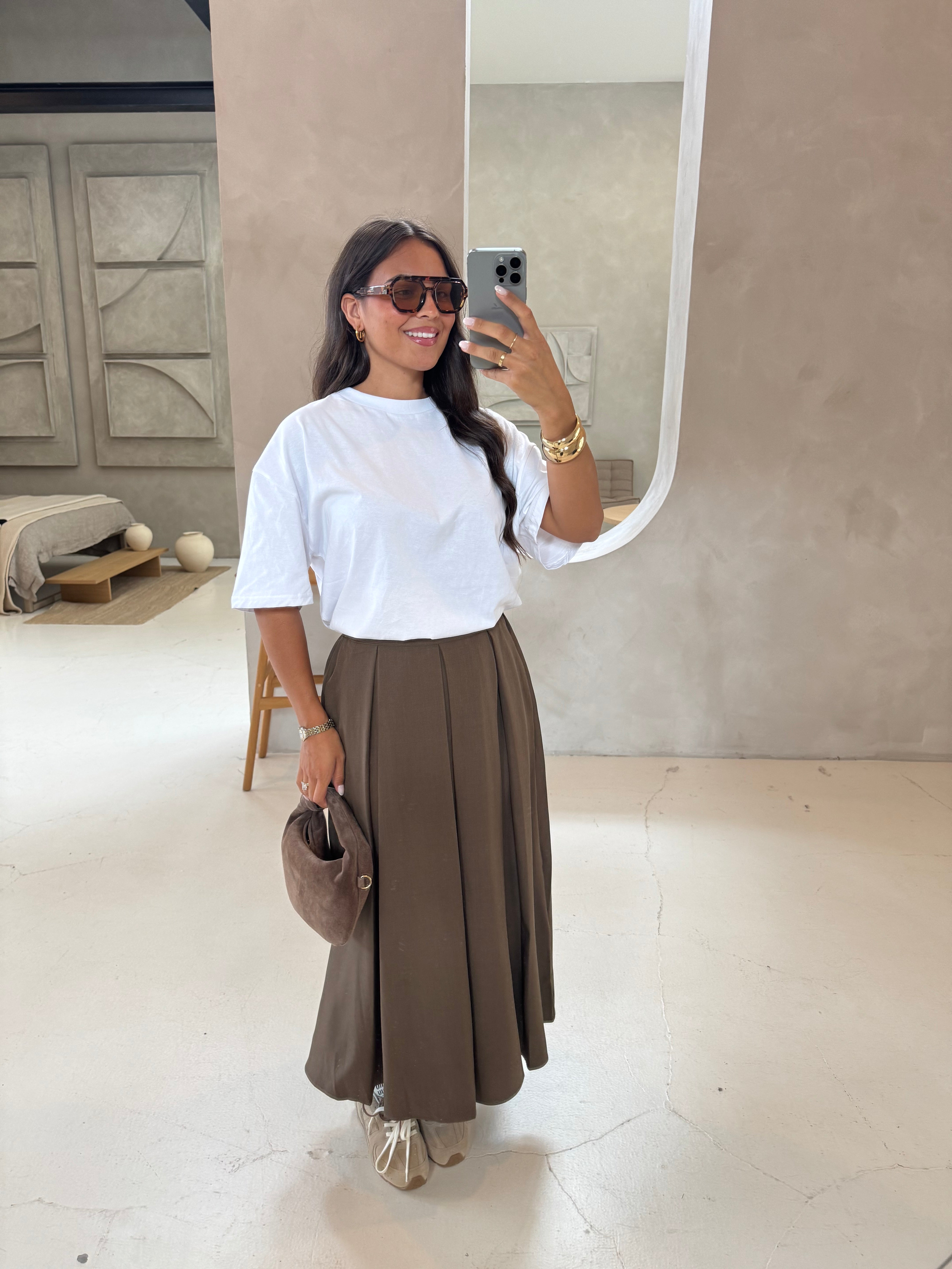 Jupe BELLA longue taupe (25cy911)