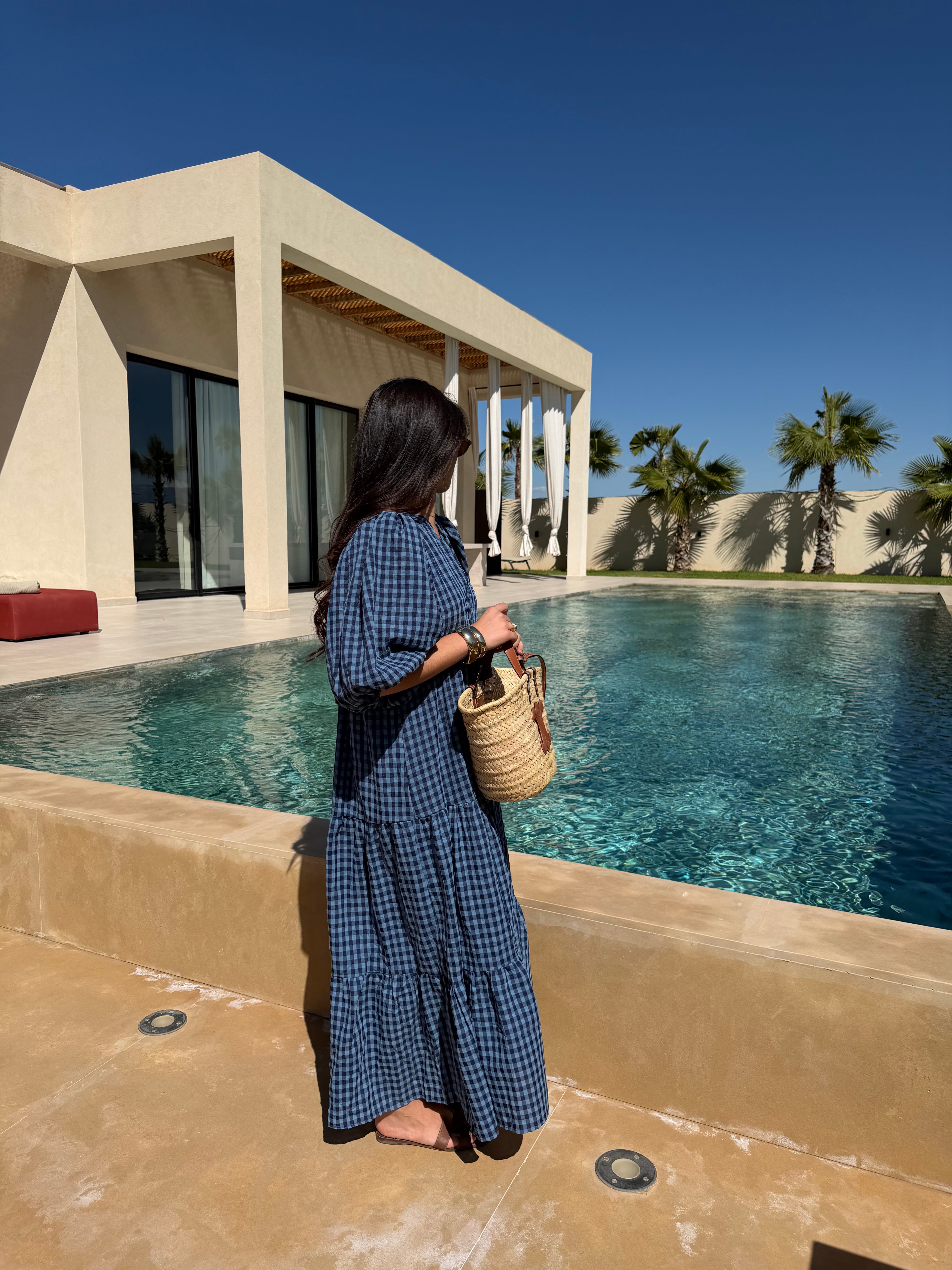 Robe CHERILYN bleue carreaux