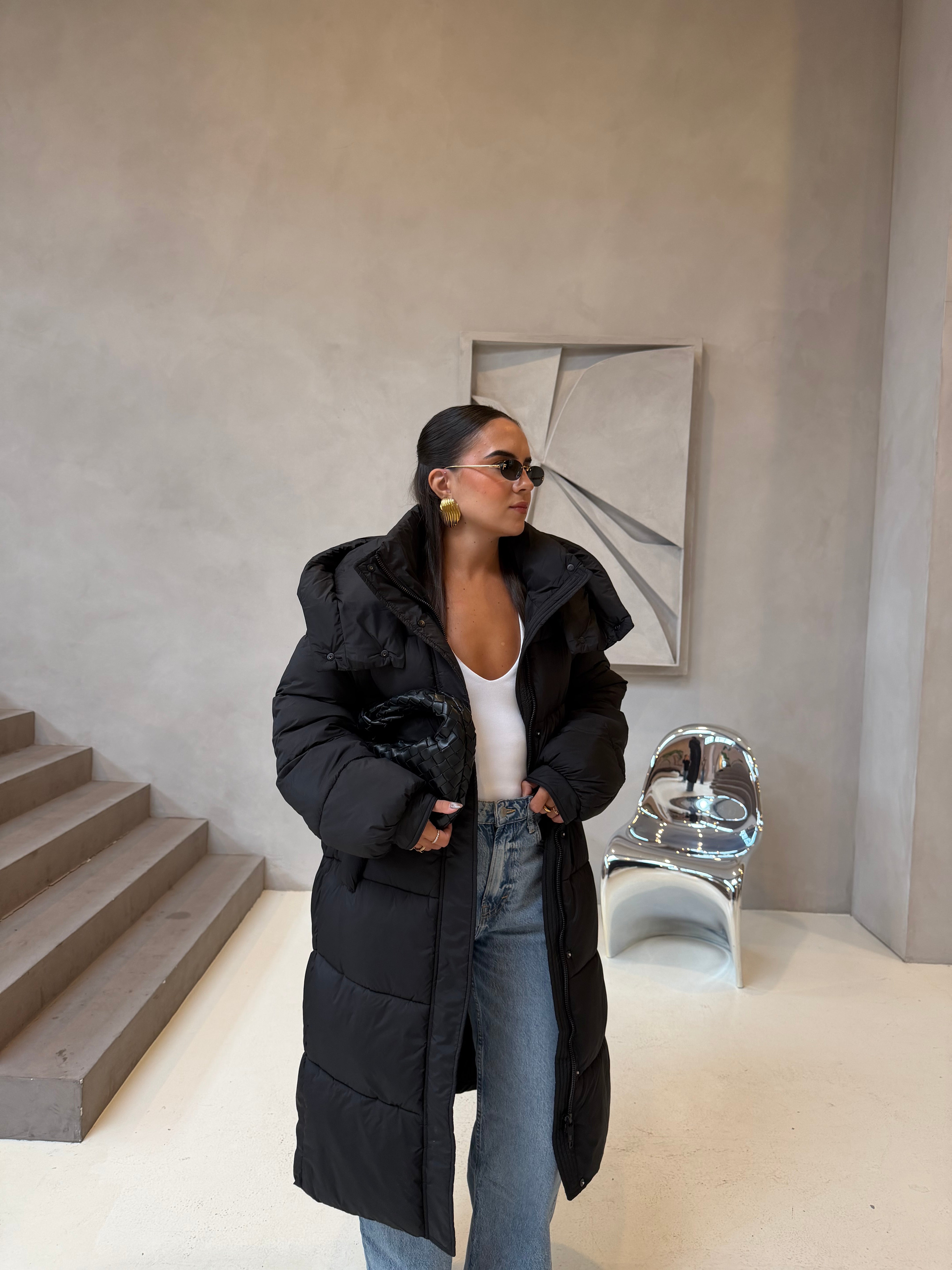 Doudoune longue noire kz(8780)