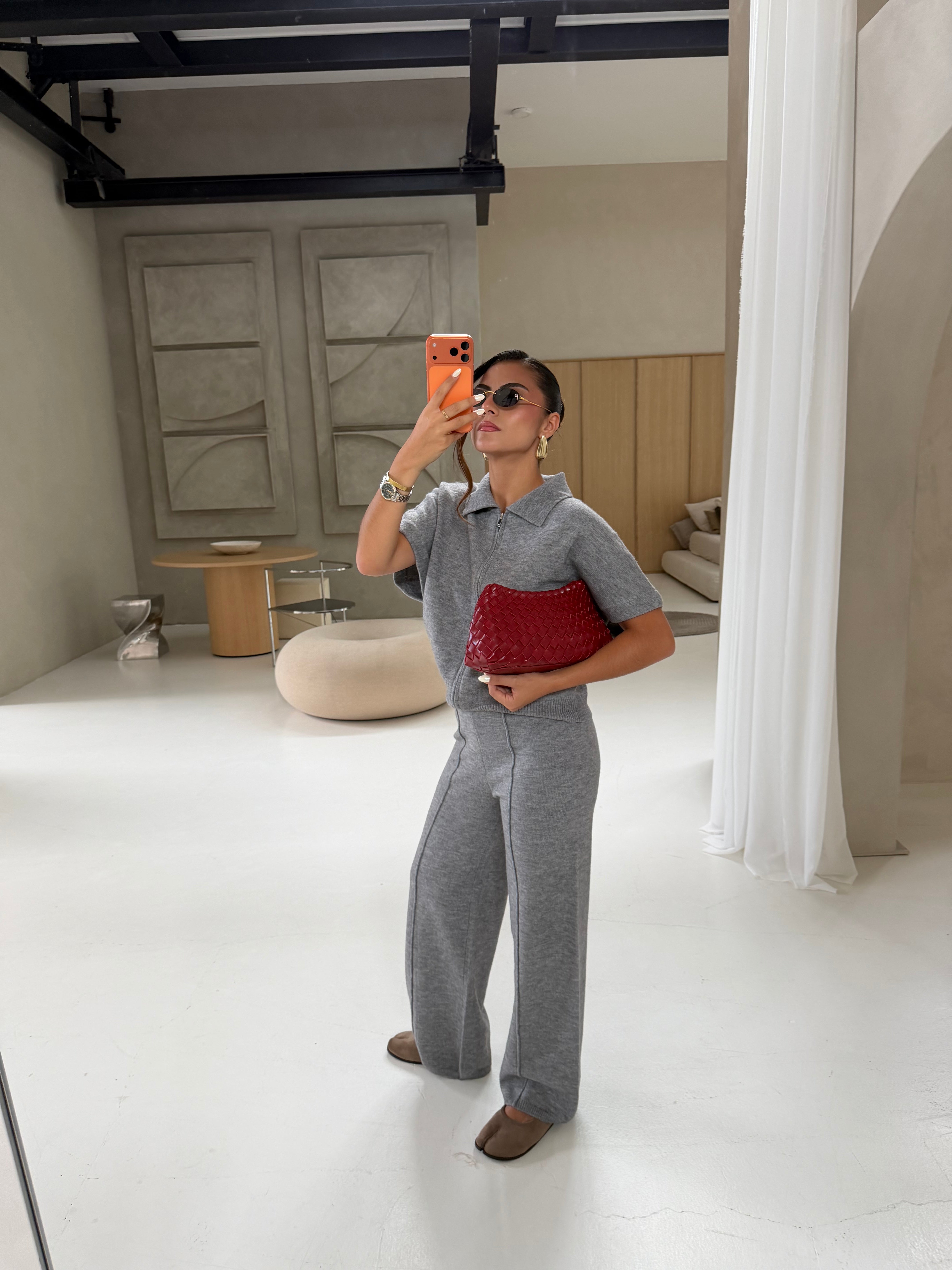 Ensemble gilet pantalon ELLE gris (LC398)