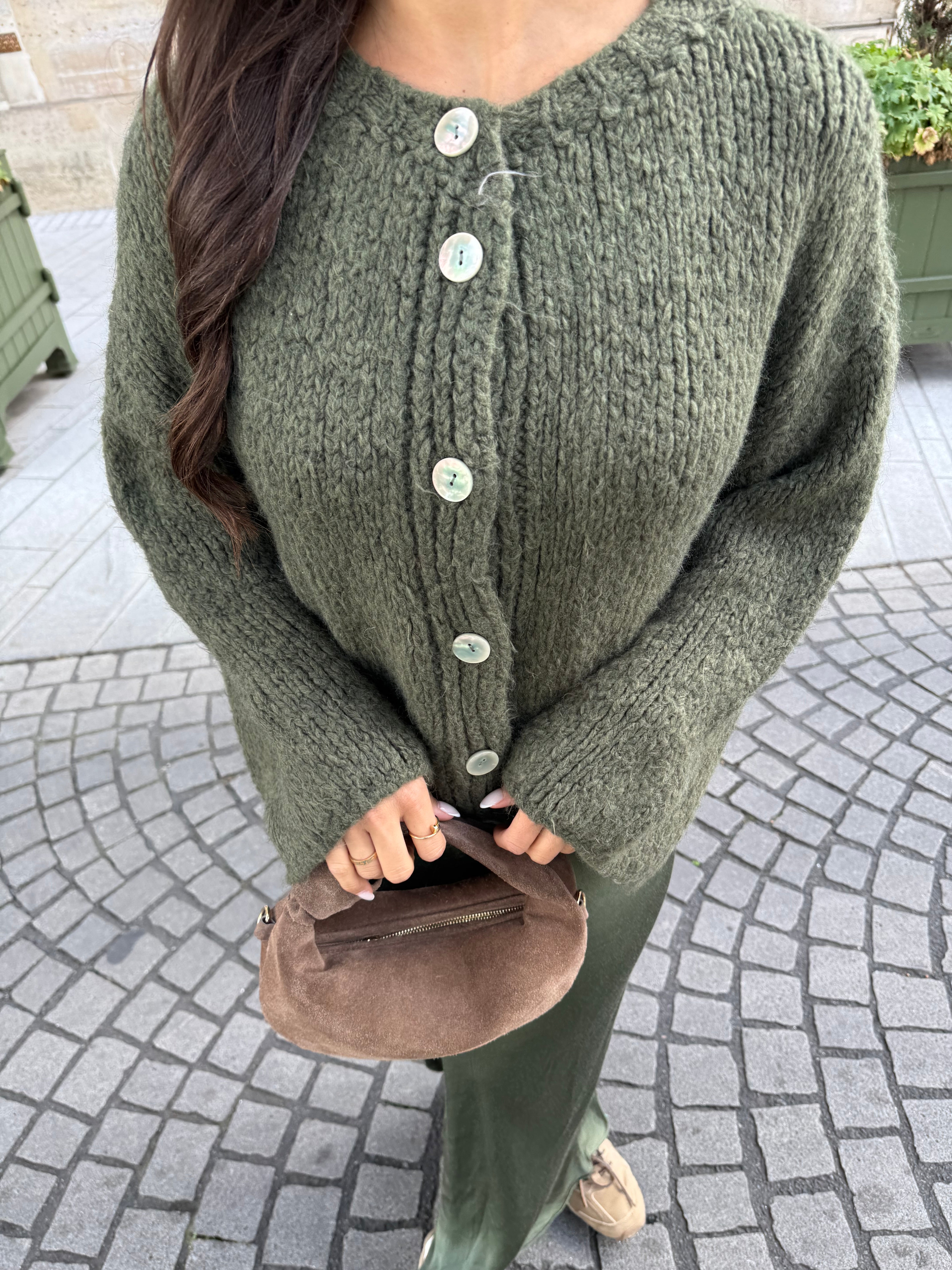 Pull gilet ALANA kaki