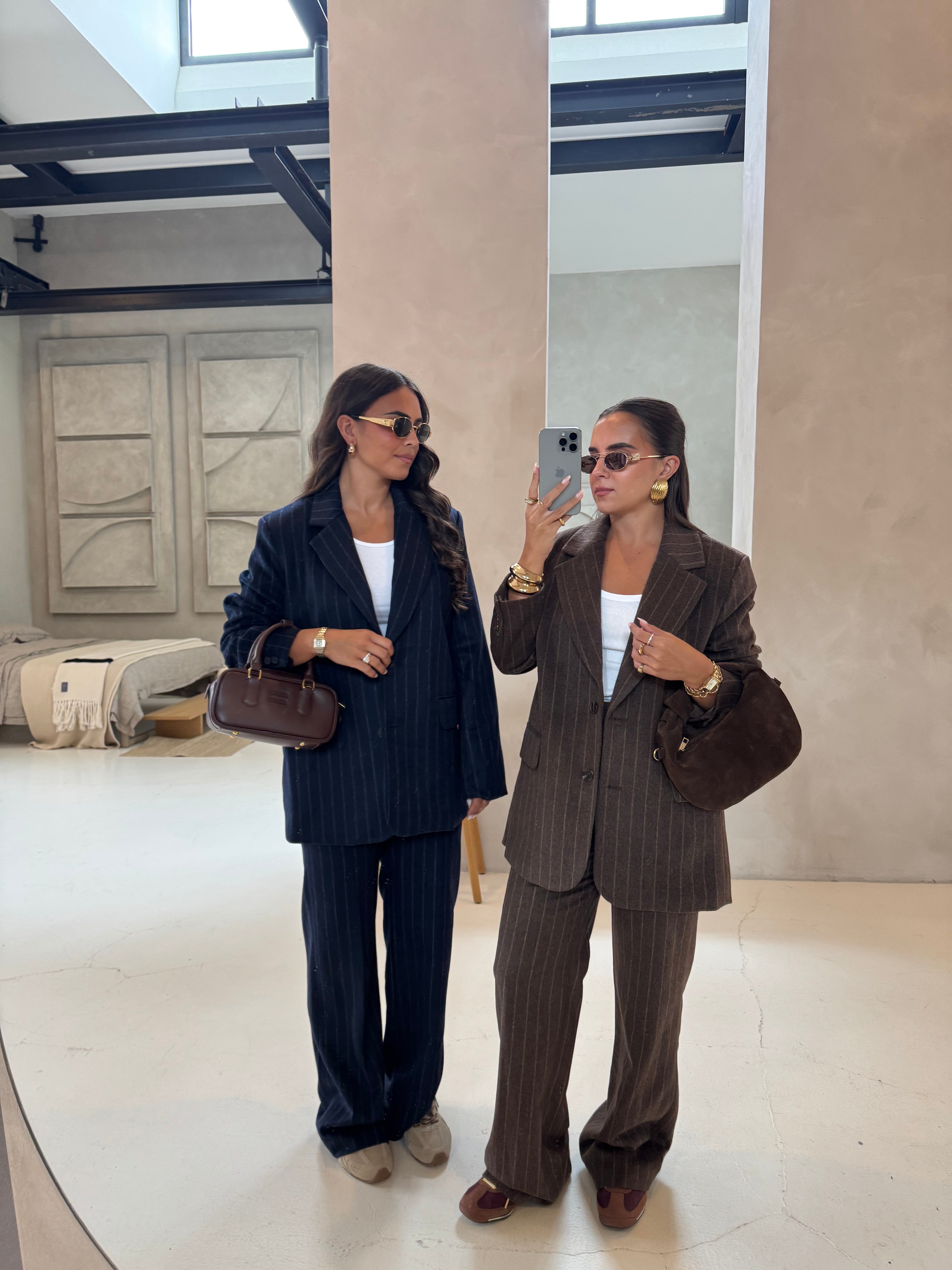 Blazer LAINE à rayures marron  (v-2509)