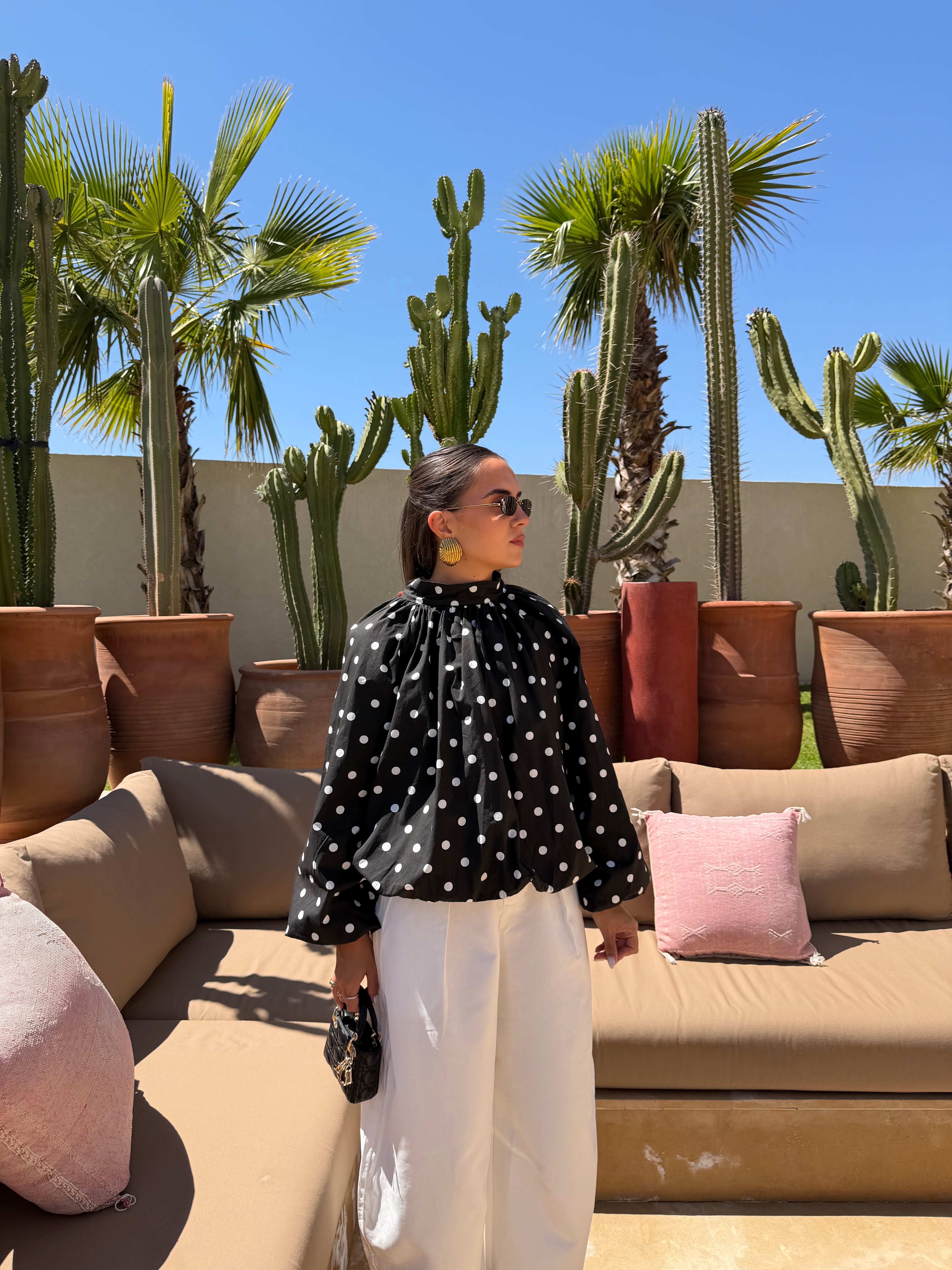 Blouse CHANA noire à pois (D7770)