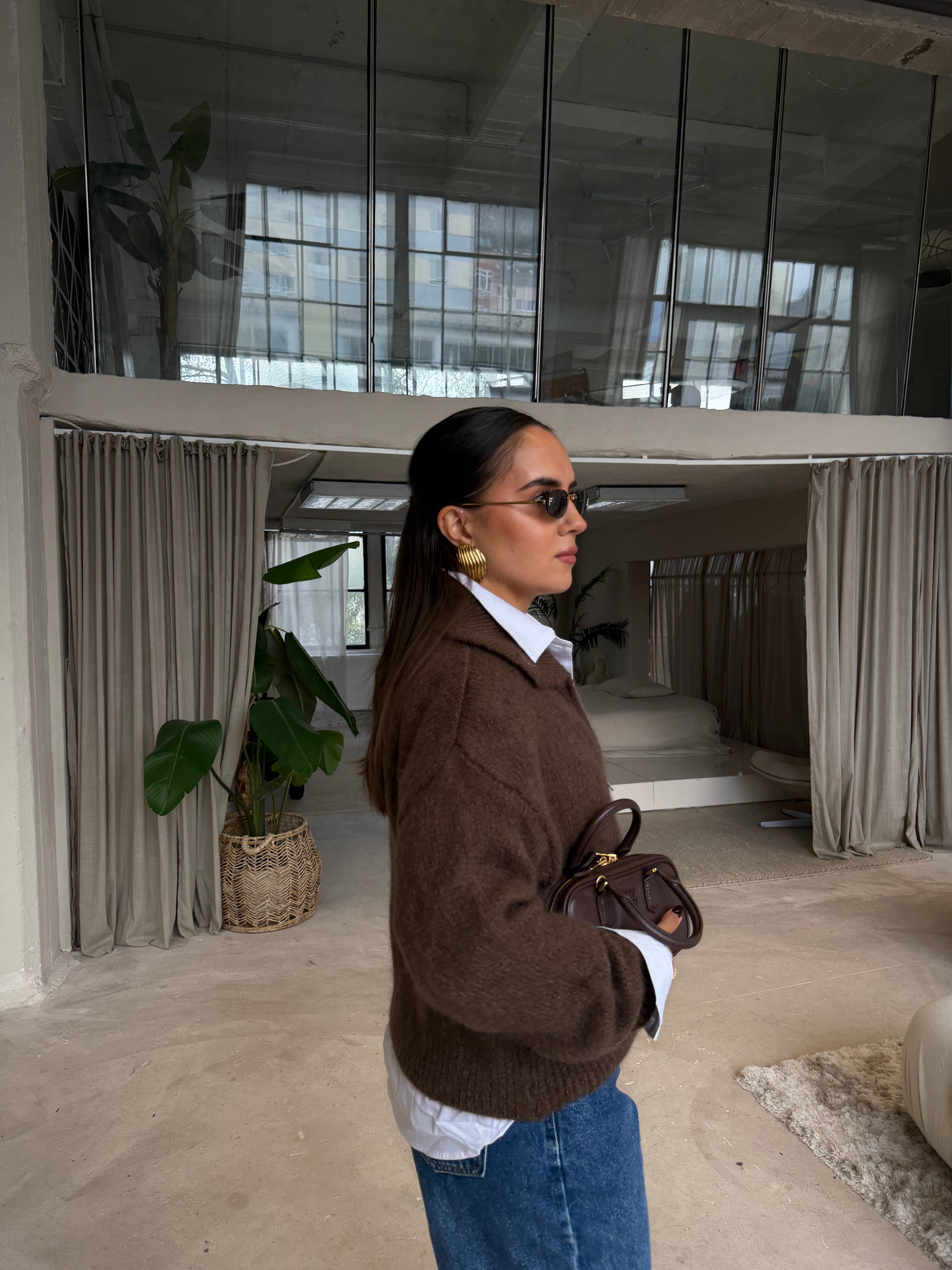 Gilet ZIP mohair marron (24171)