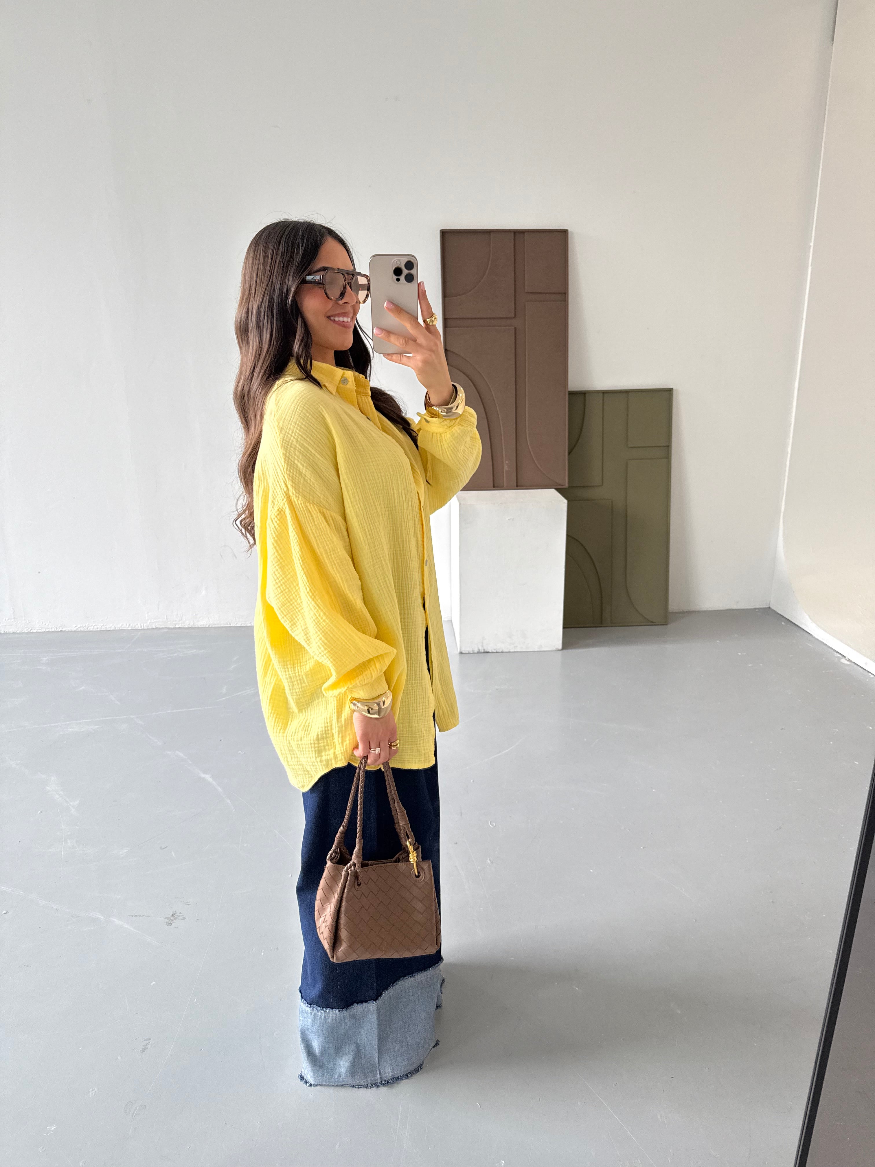 Chemise gaze de coton jaune