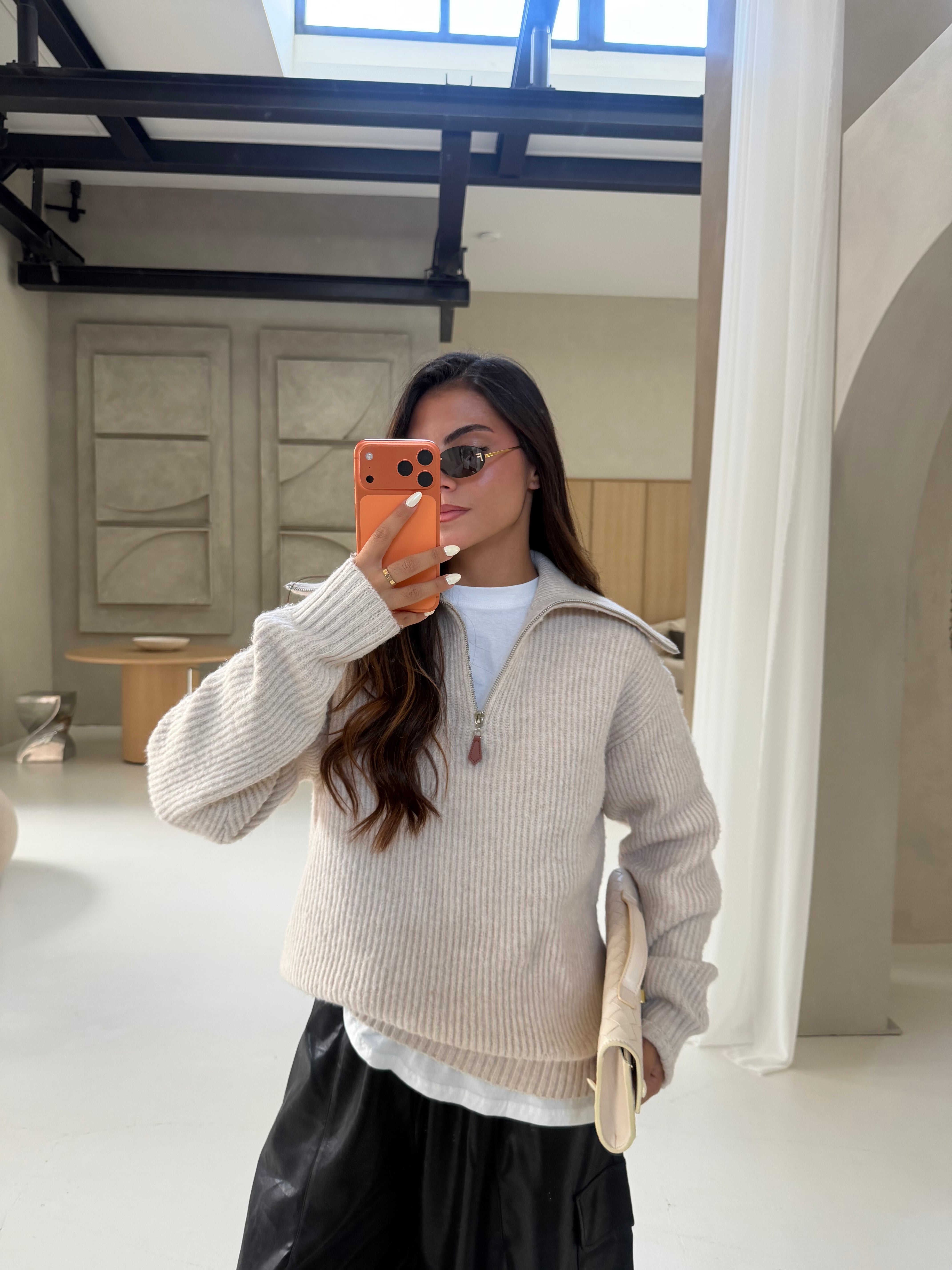 Pull zip crème (FLP097)