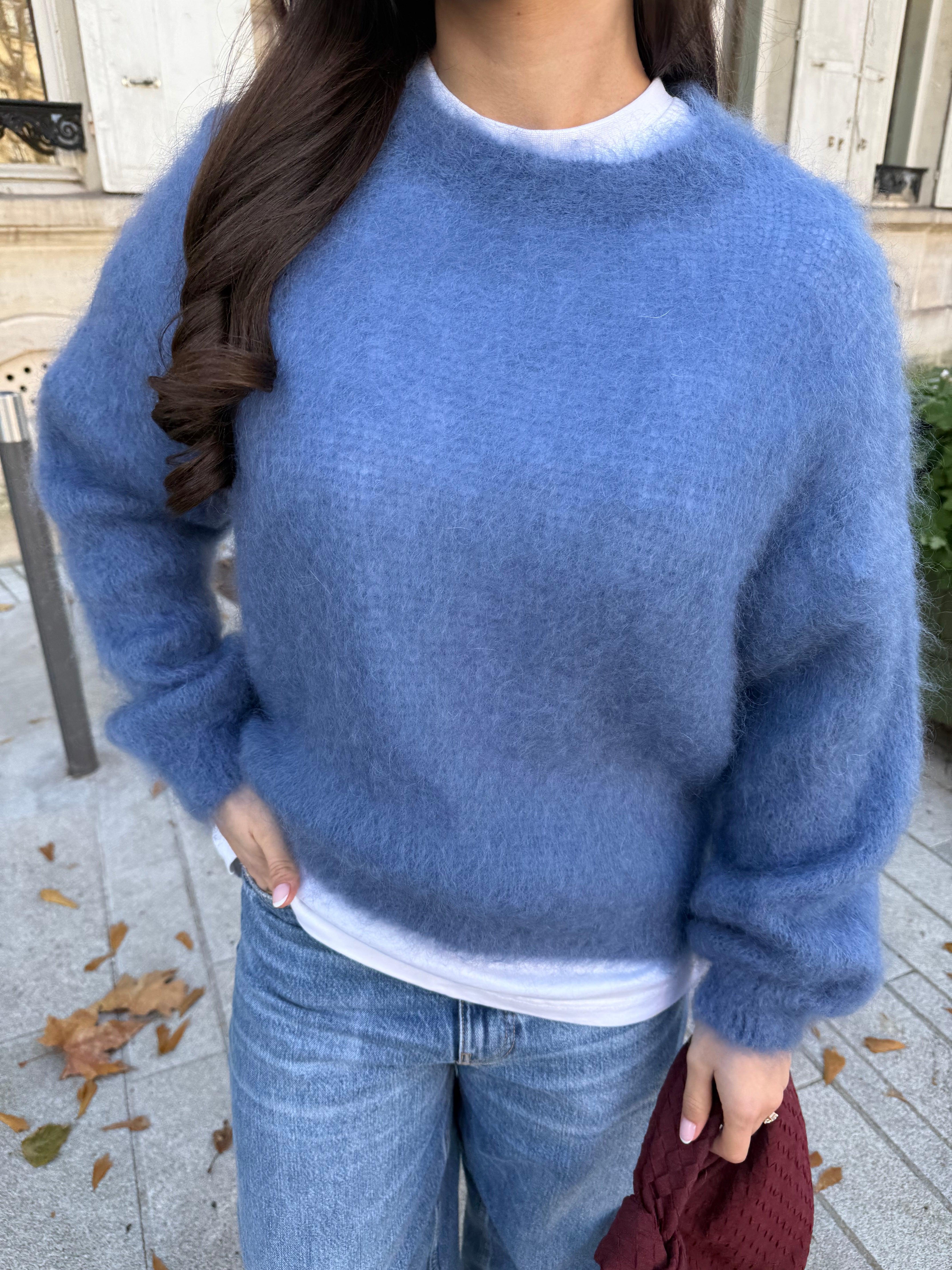 Pull mohair bleu  (28007)