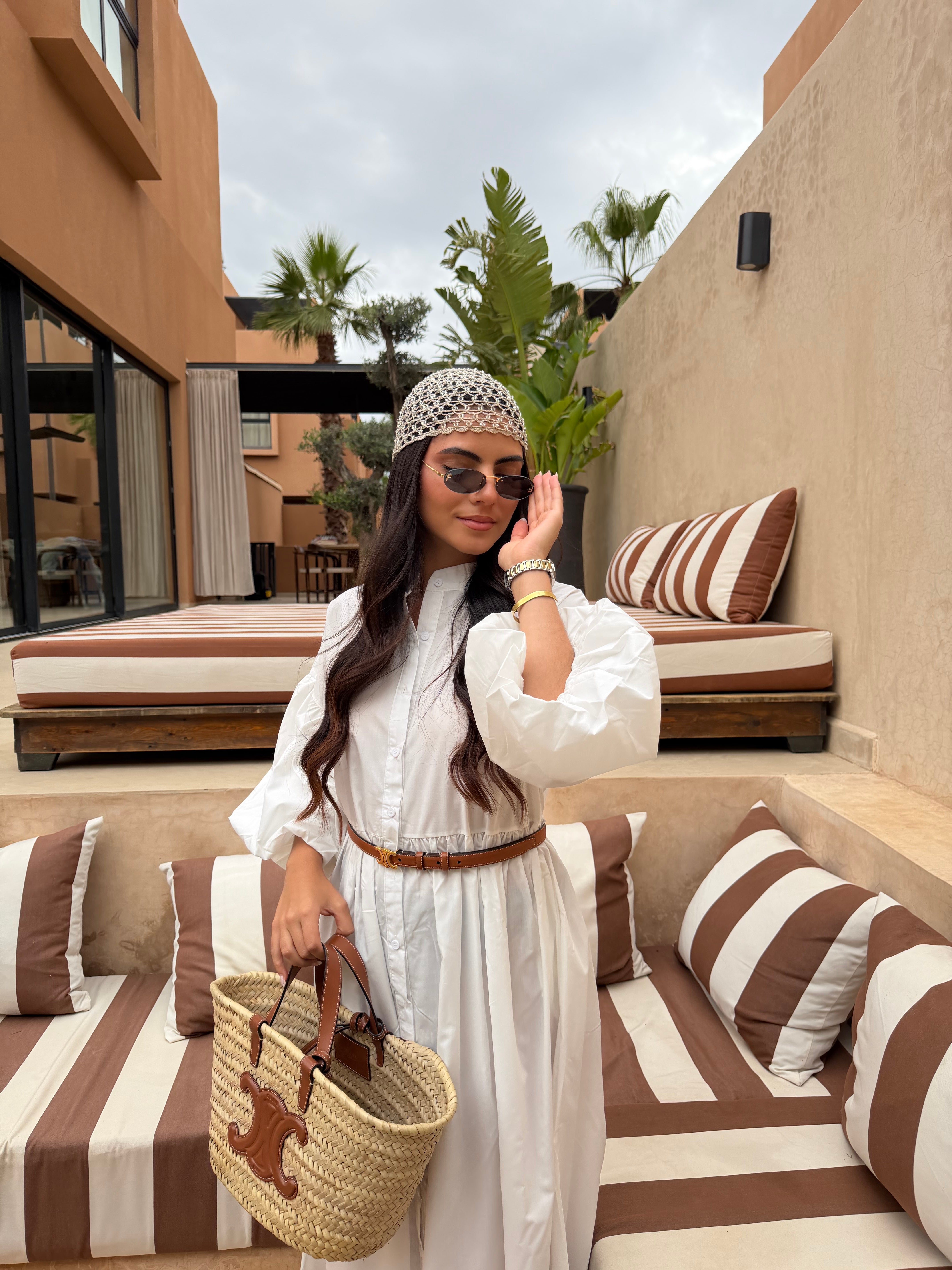 Robe longue blanche manche bouffante (SC208)
