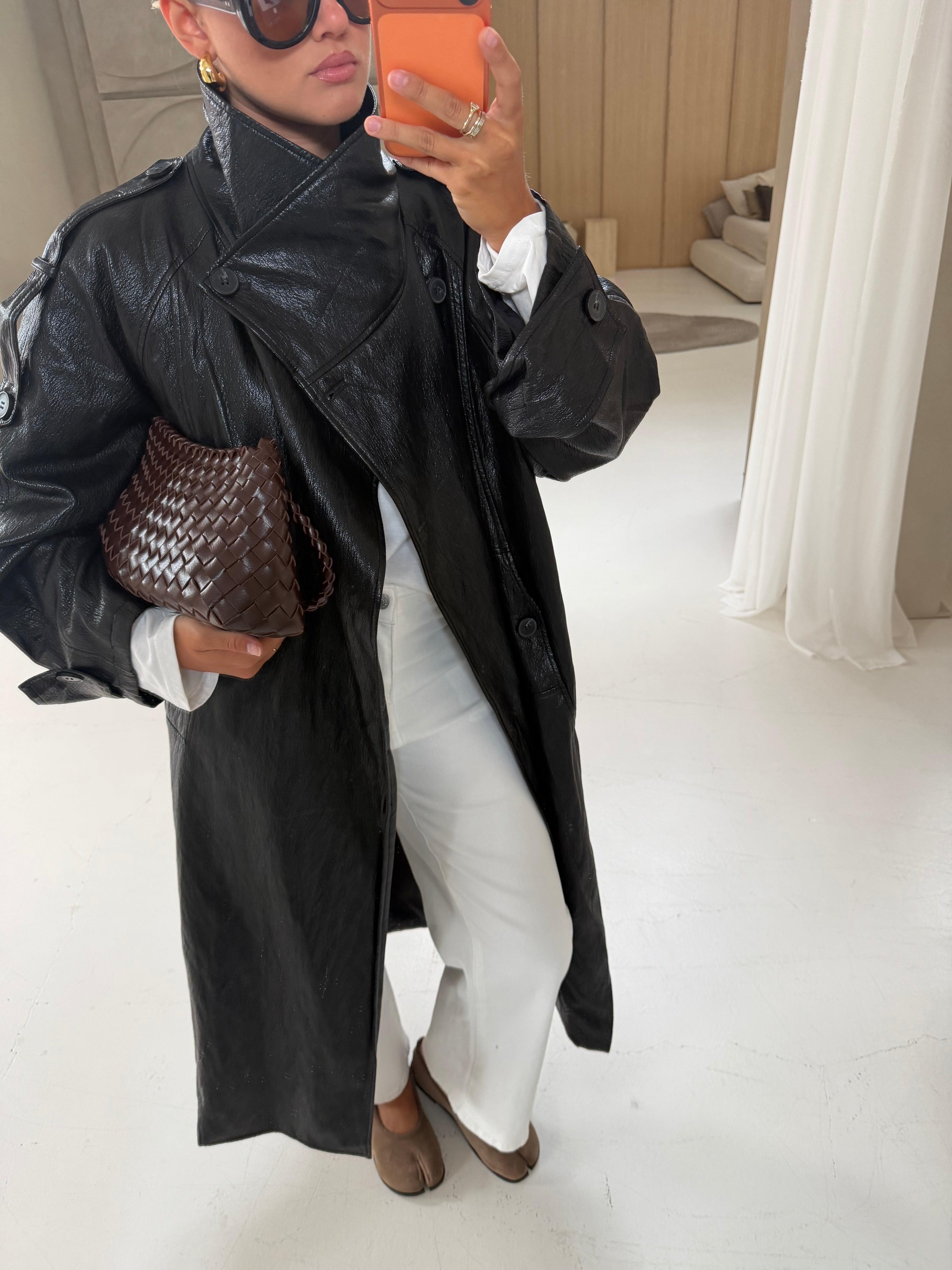 Trench simili noir (JZM004)