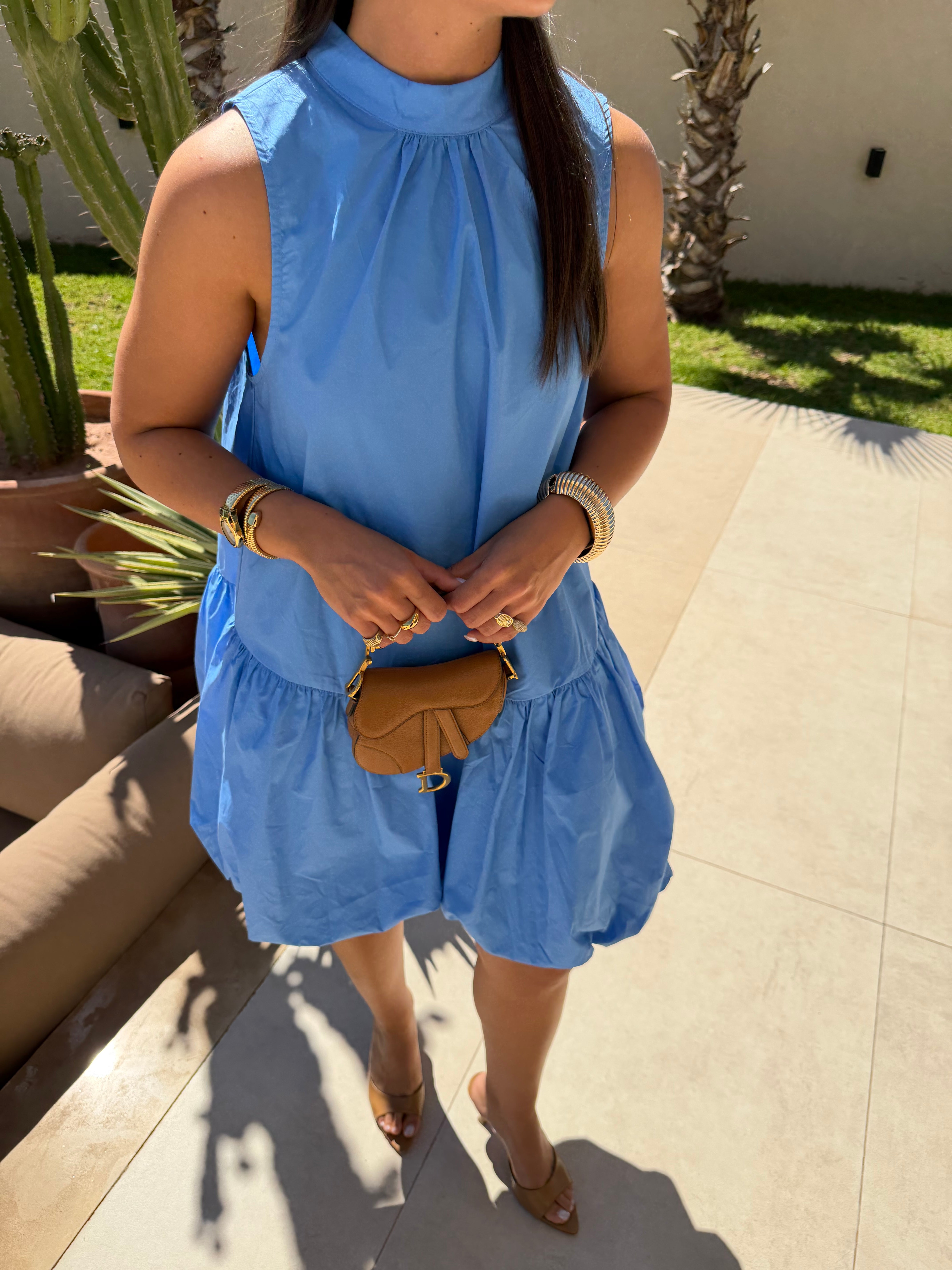 Robe courte ballon bleue (79486)