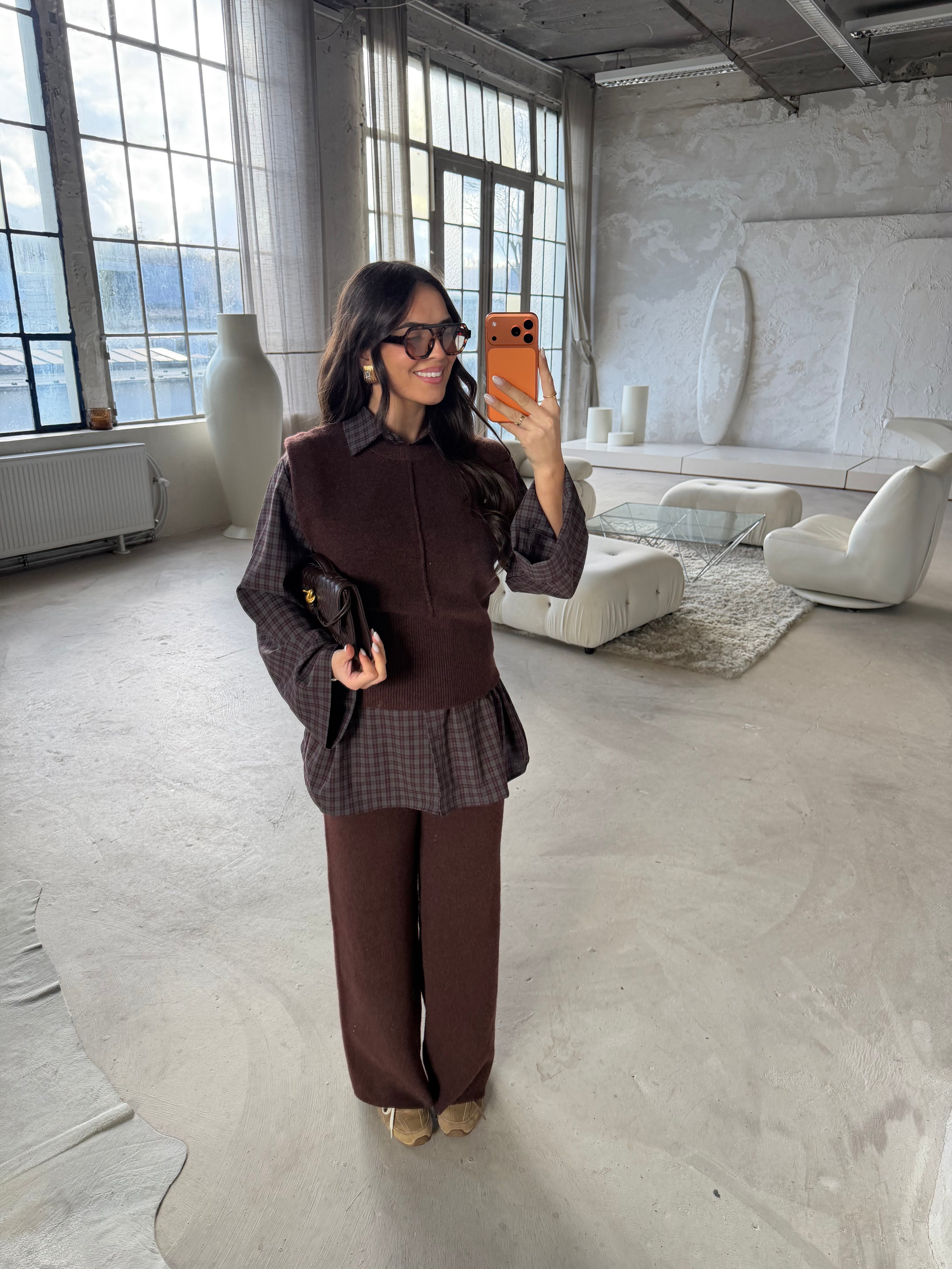 Chemise MINA carreaux bordeaux marron (885)