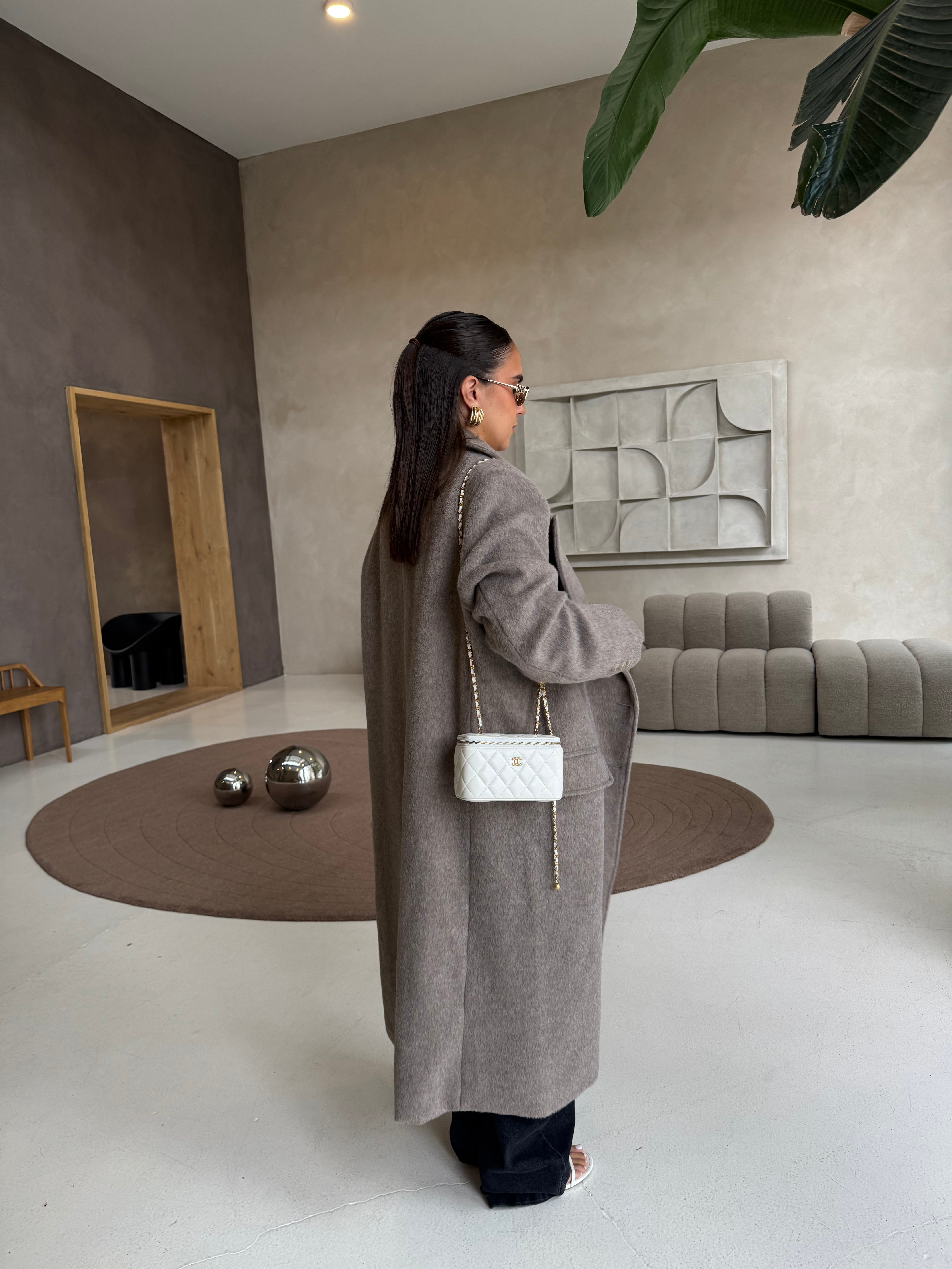 Manteau ZANA long taupe (W24768)