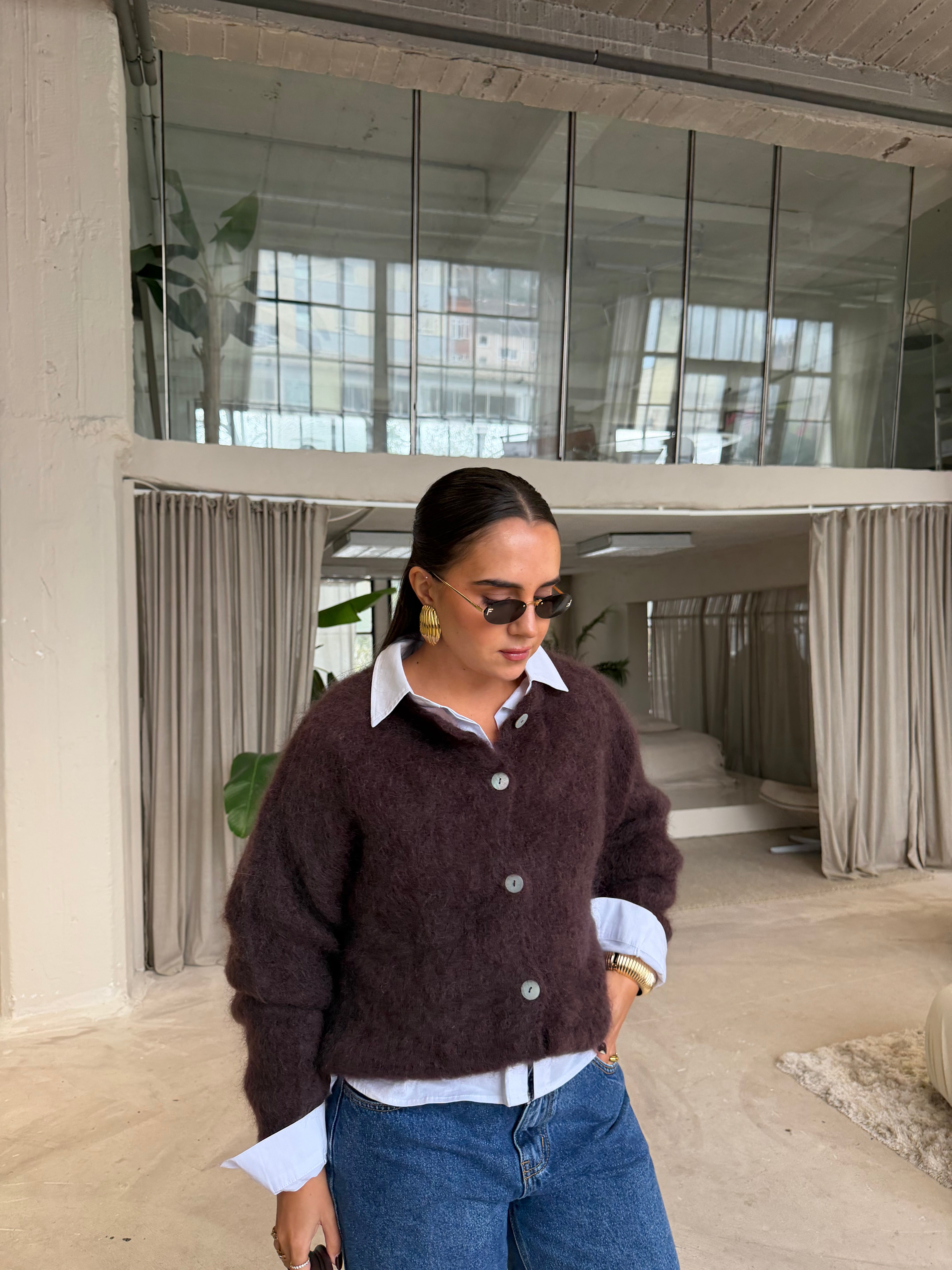 Gilet KID mohair marron (28018)