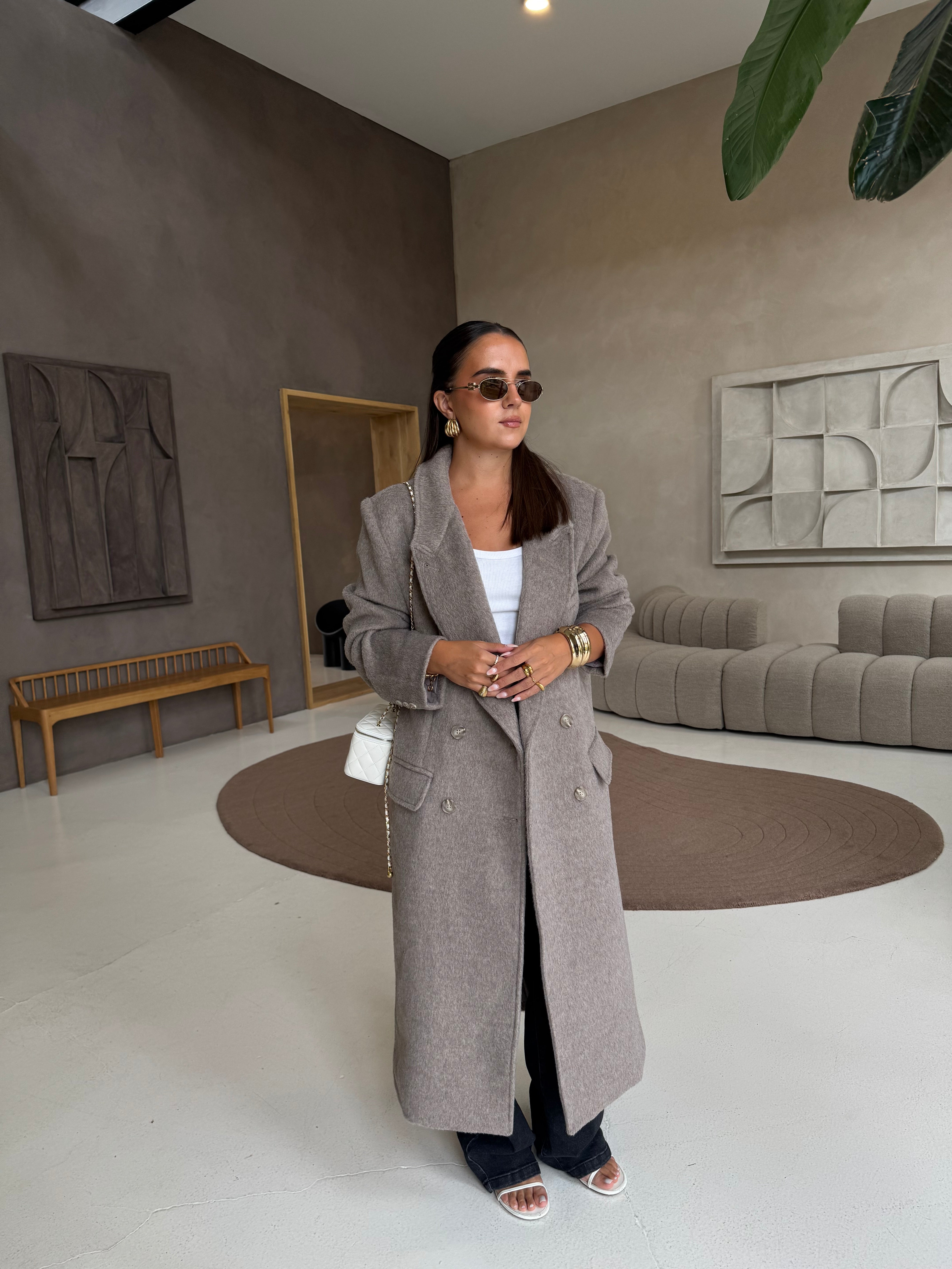 Manteau ZANA long taupe (W24768)