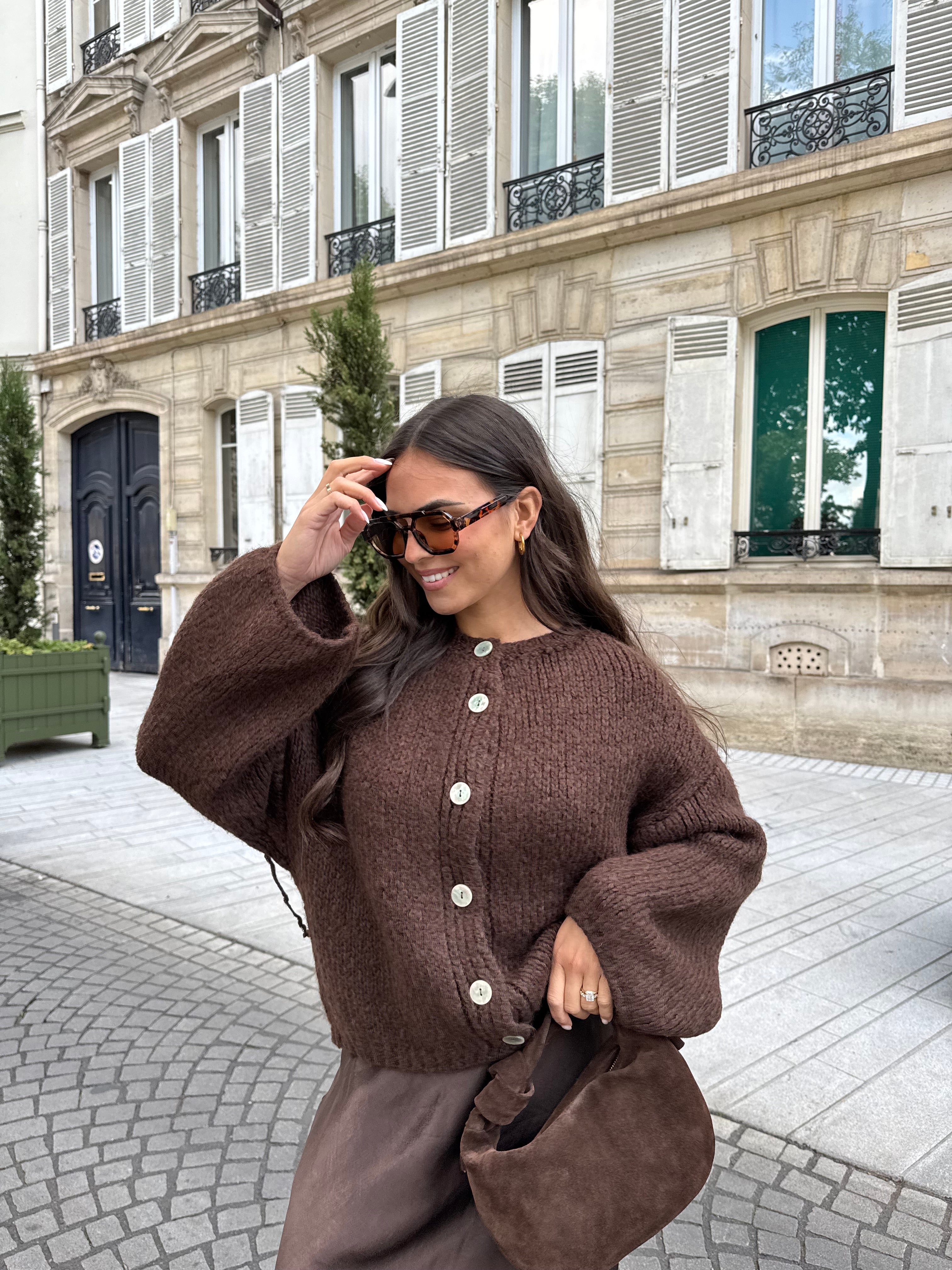 Pull gilet ALANA marron