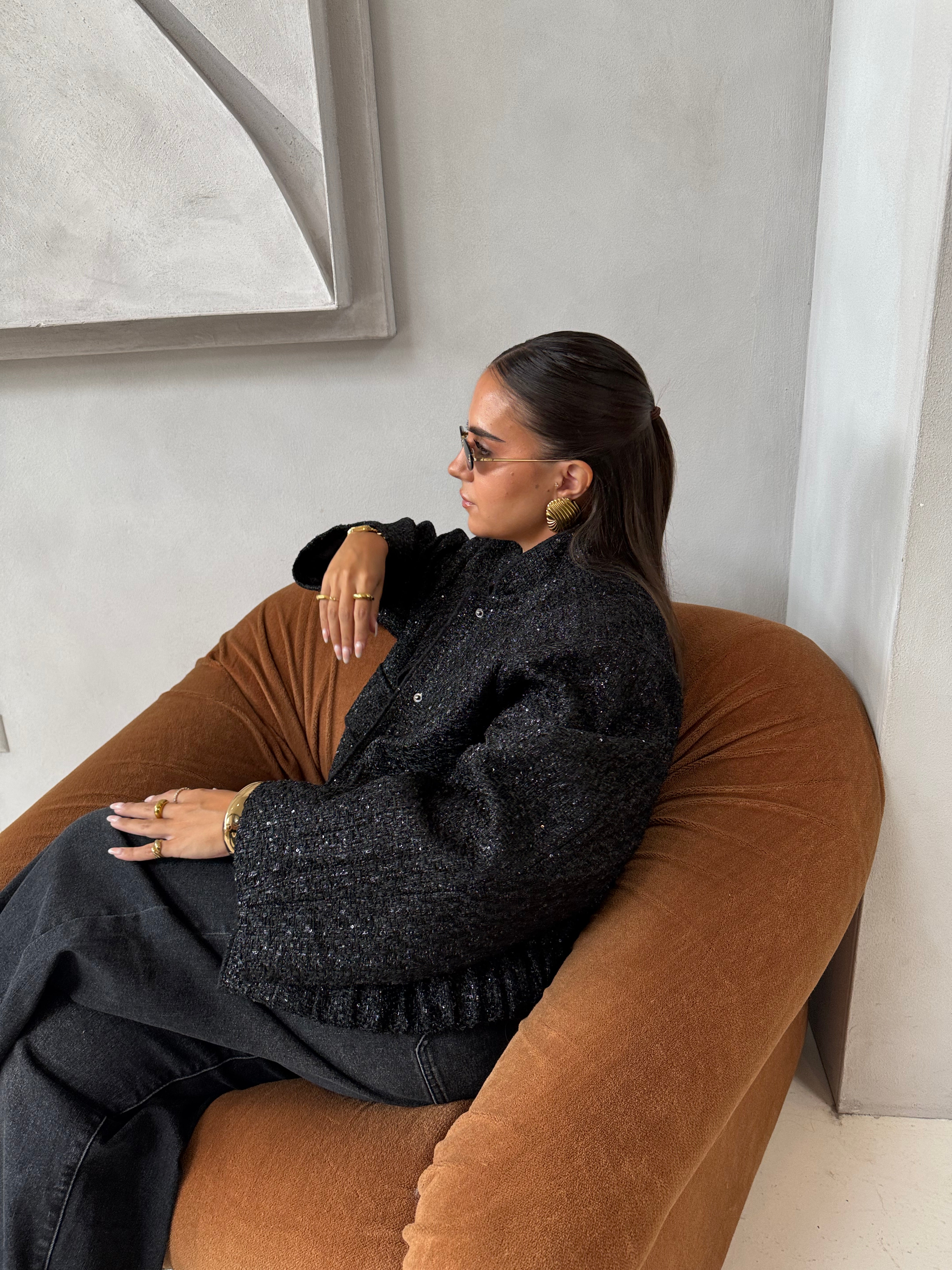 Veste noir à paillettes (V-2449)