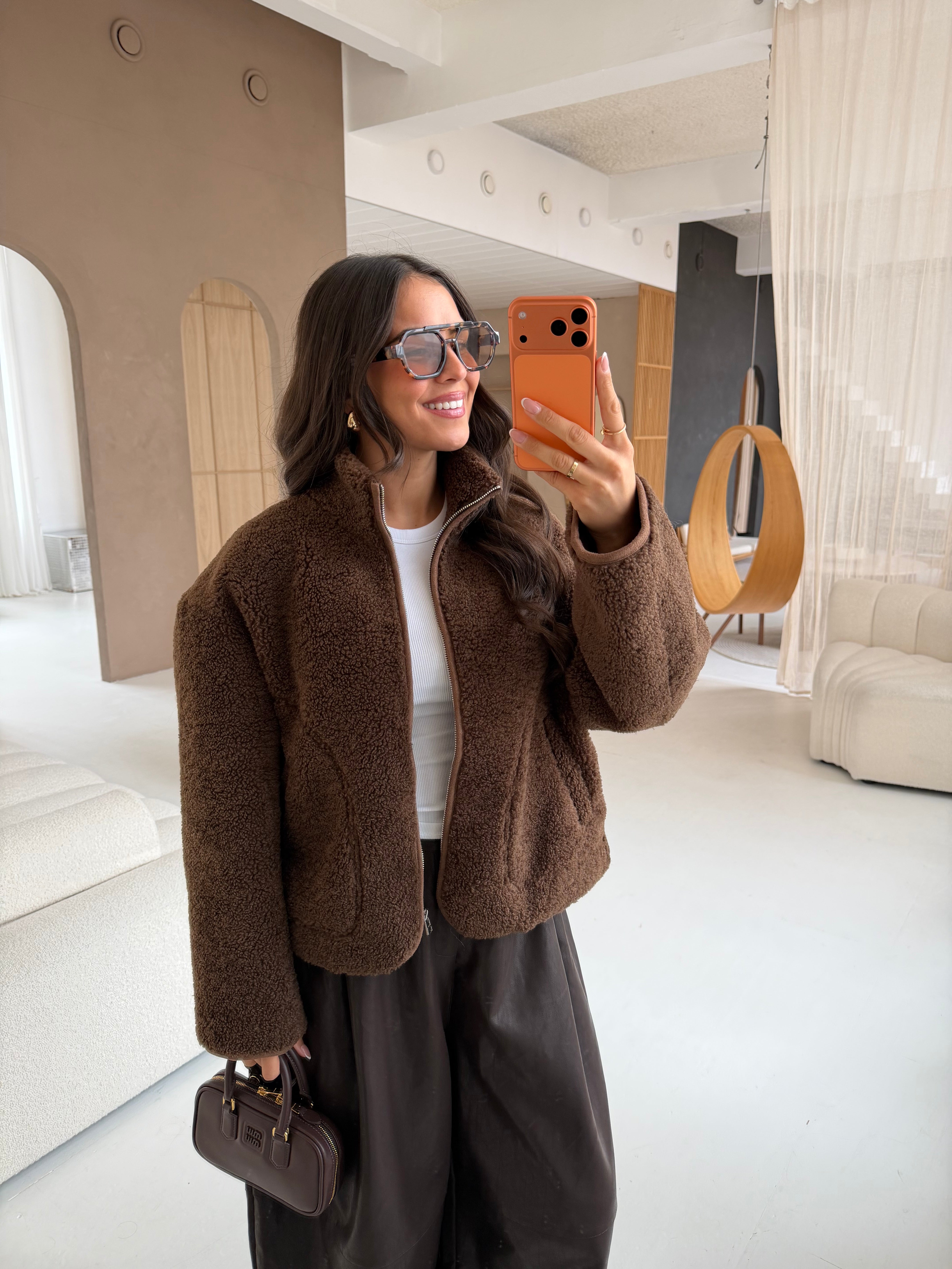 Veste laine bouclée marron (C25259330)