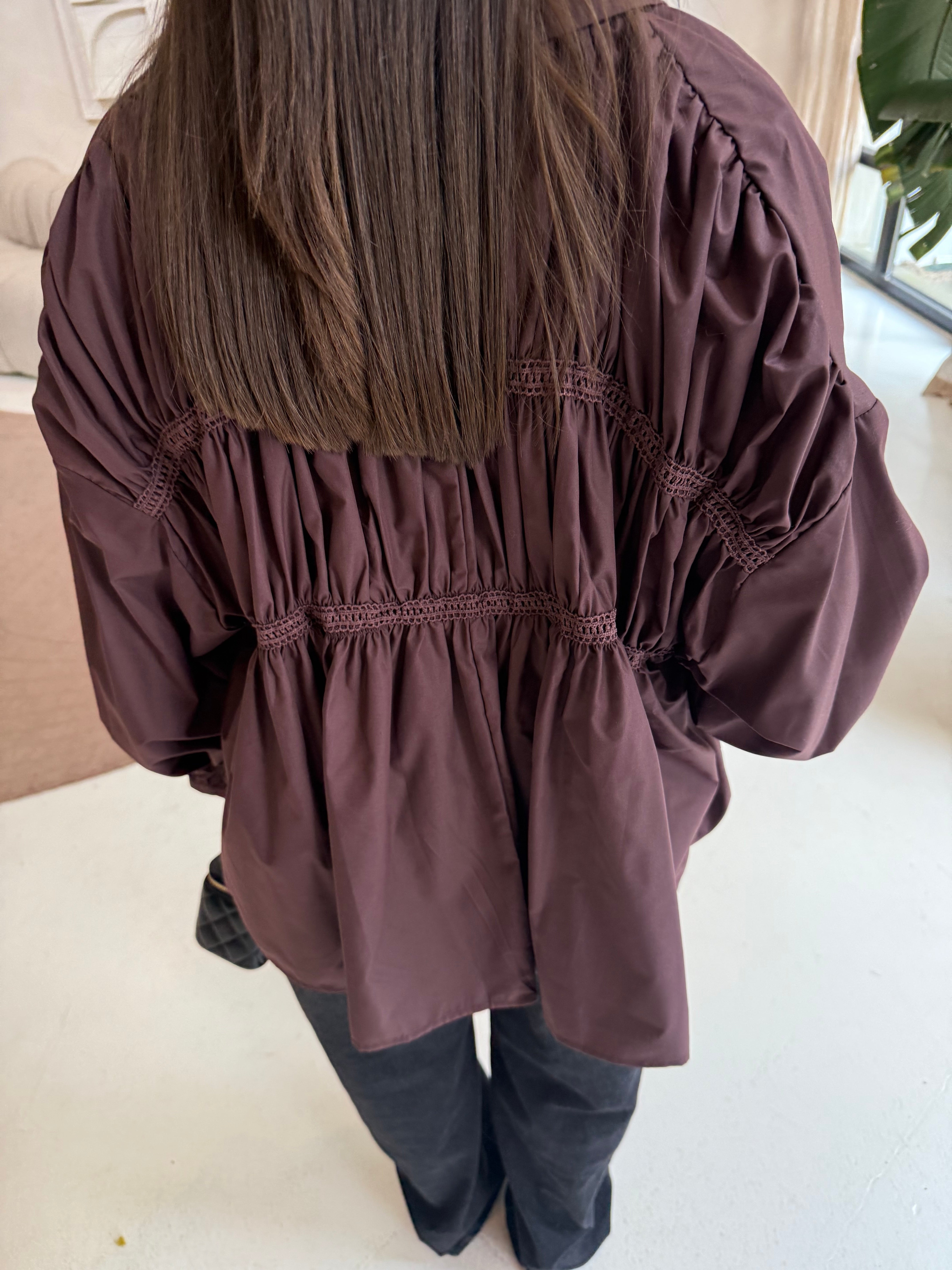 Chemise MELIS plissée au dos bordeaux (JY5104)