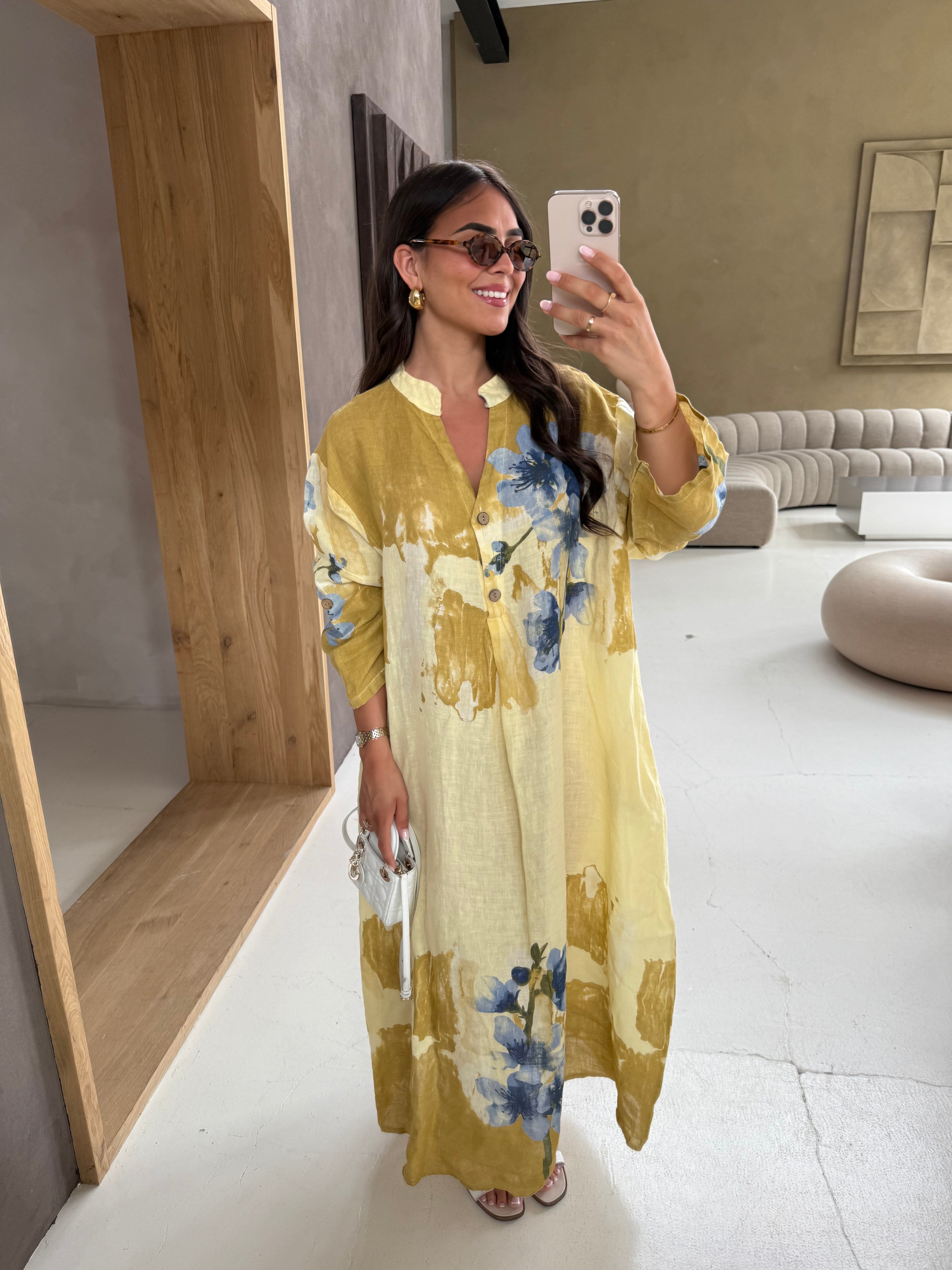 Robe ASNI longue jaune et bleue