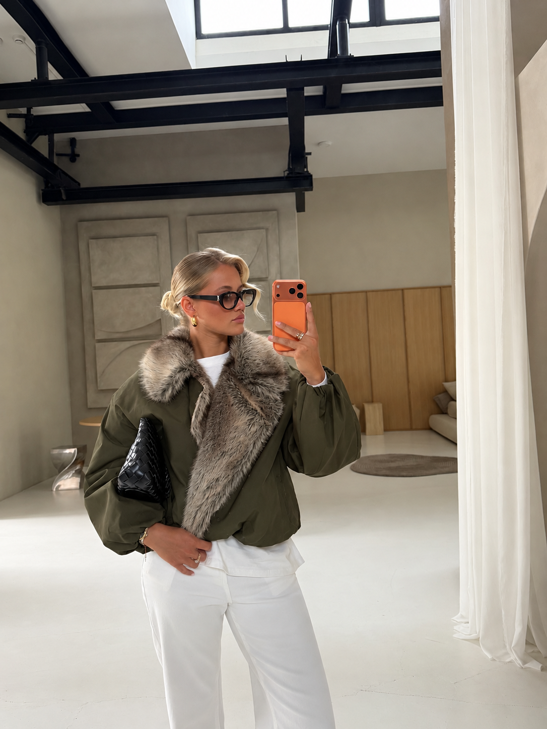 Manteau fourrure LISANA kaki (JZM008)