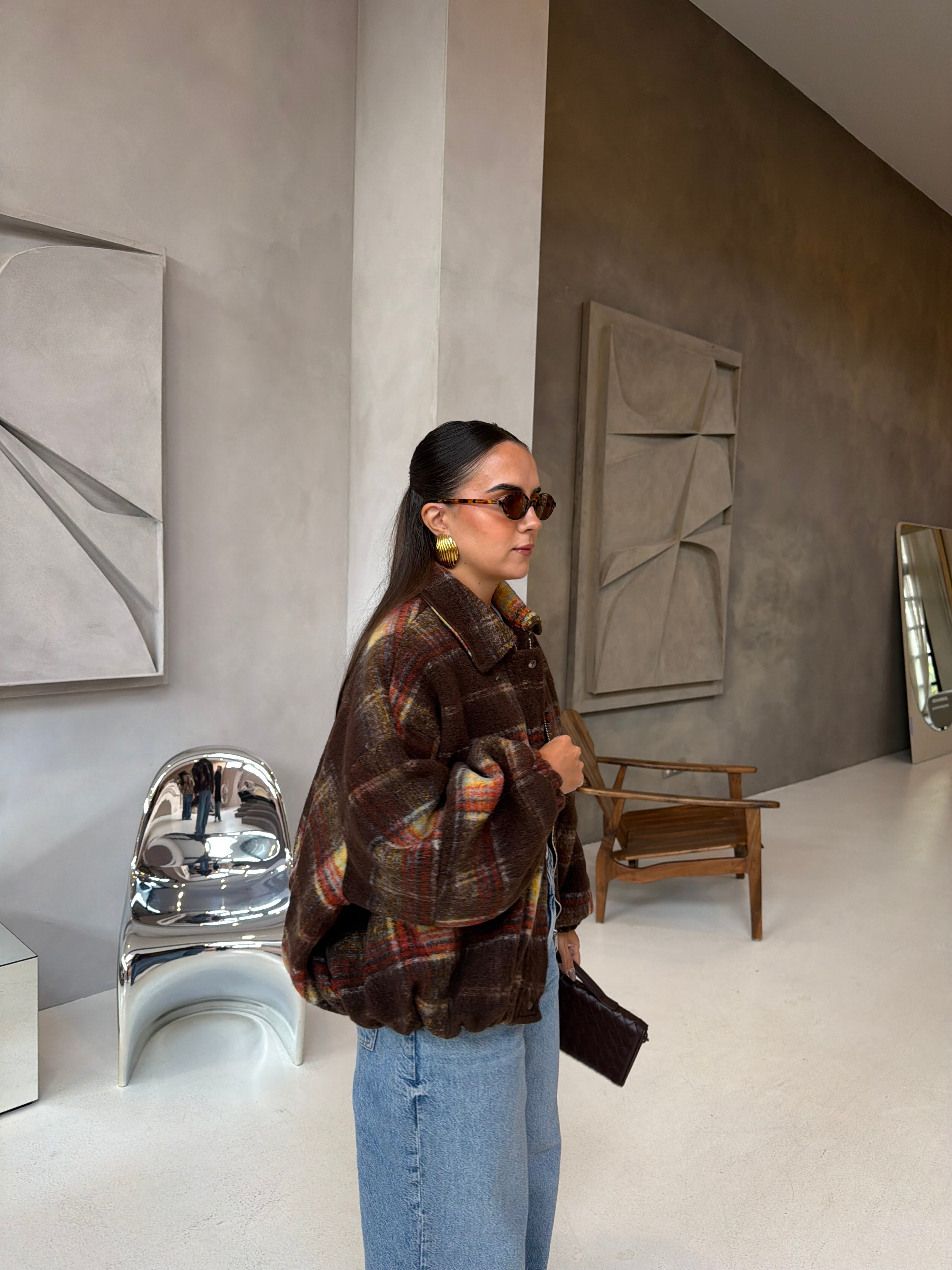 Veste DELIA OVERSIZE laine marron (14729)