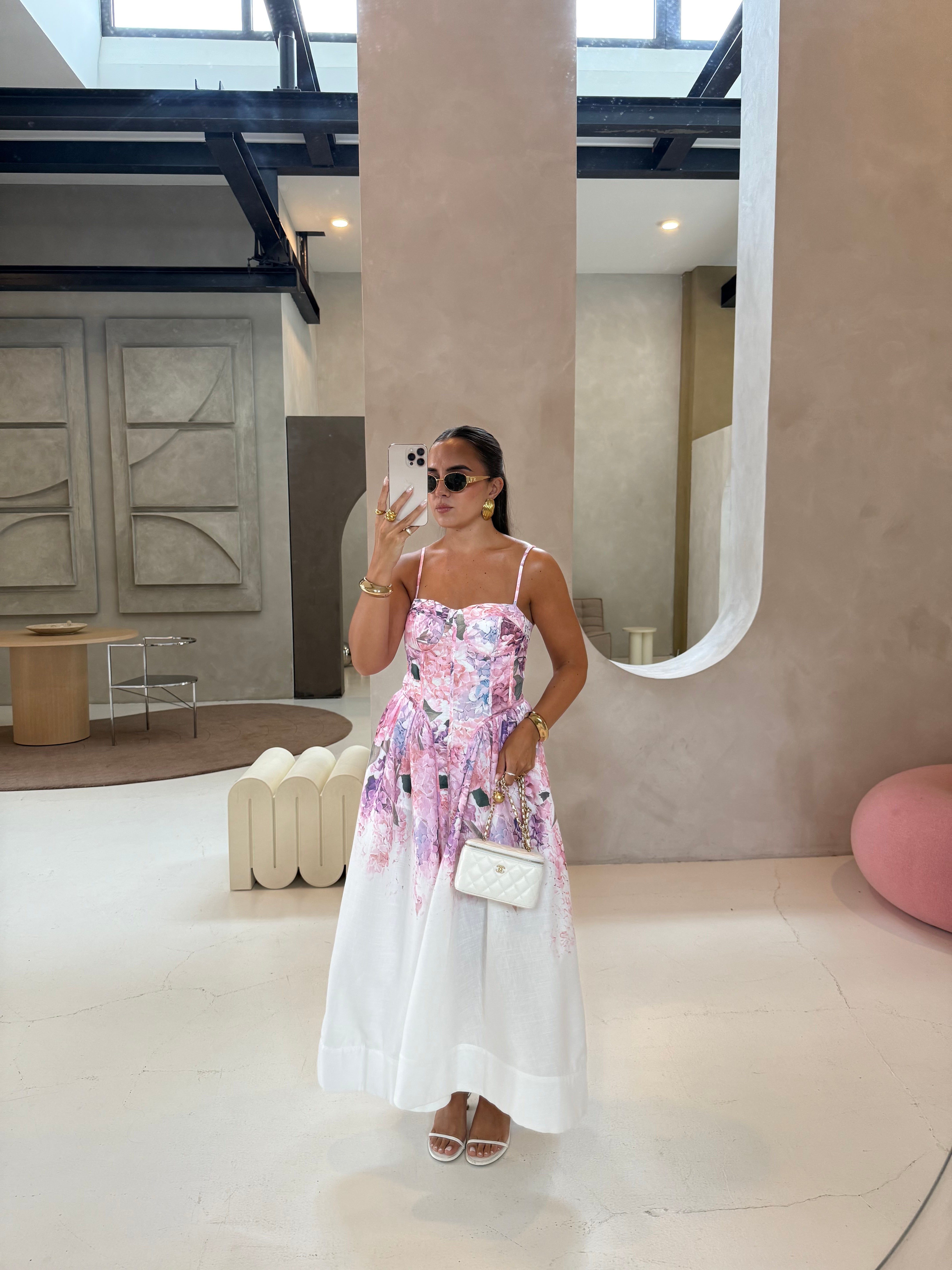 Robe fleurie rose (R10320)