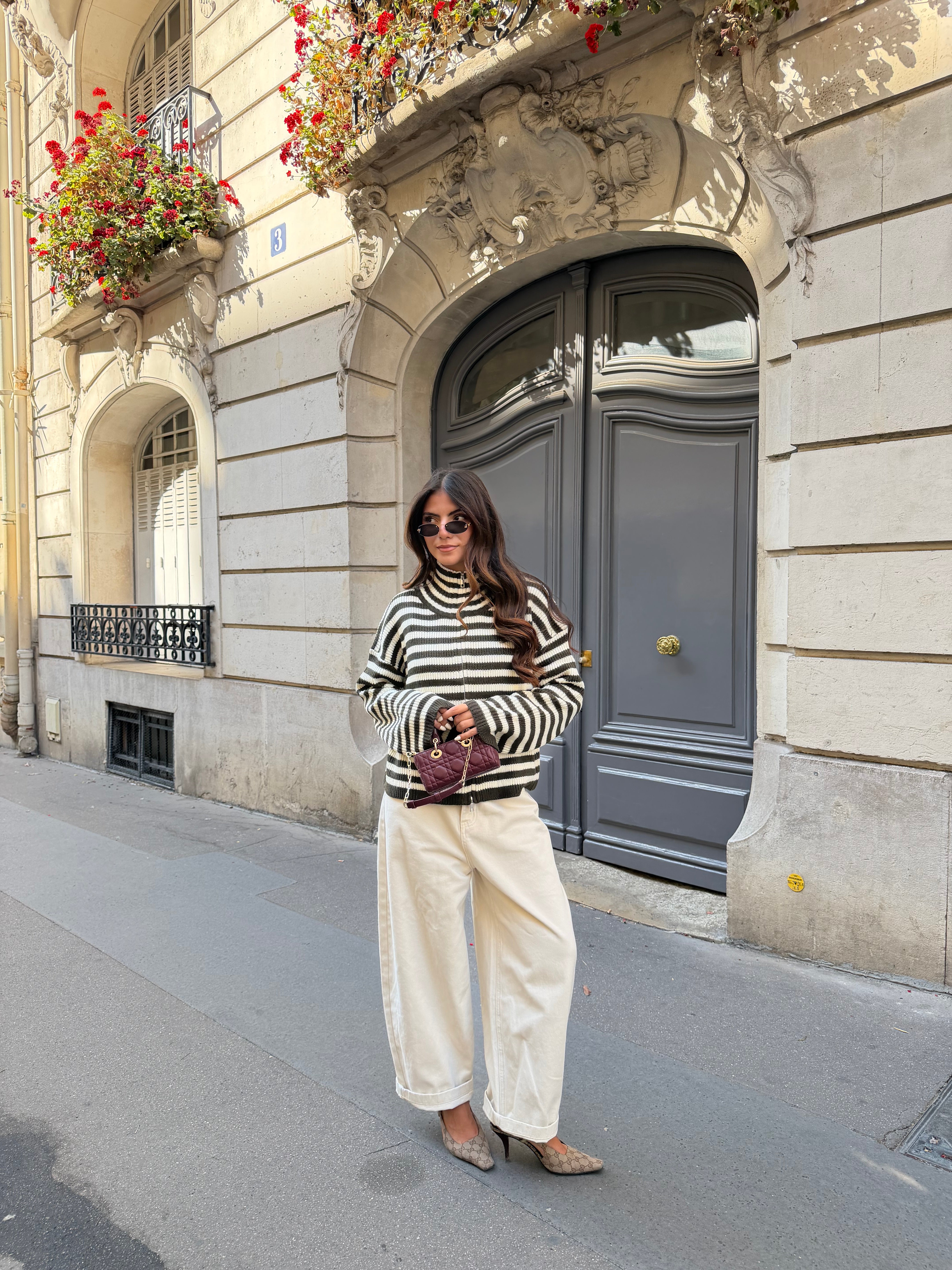 Gilet rayures MINA marron (2755)