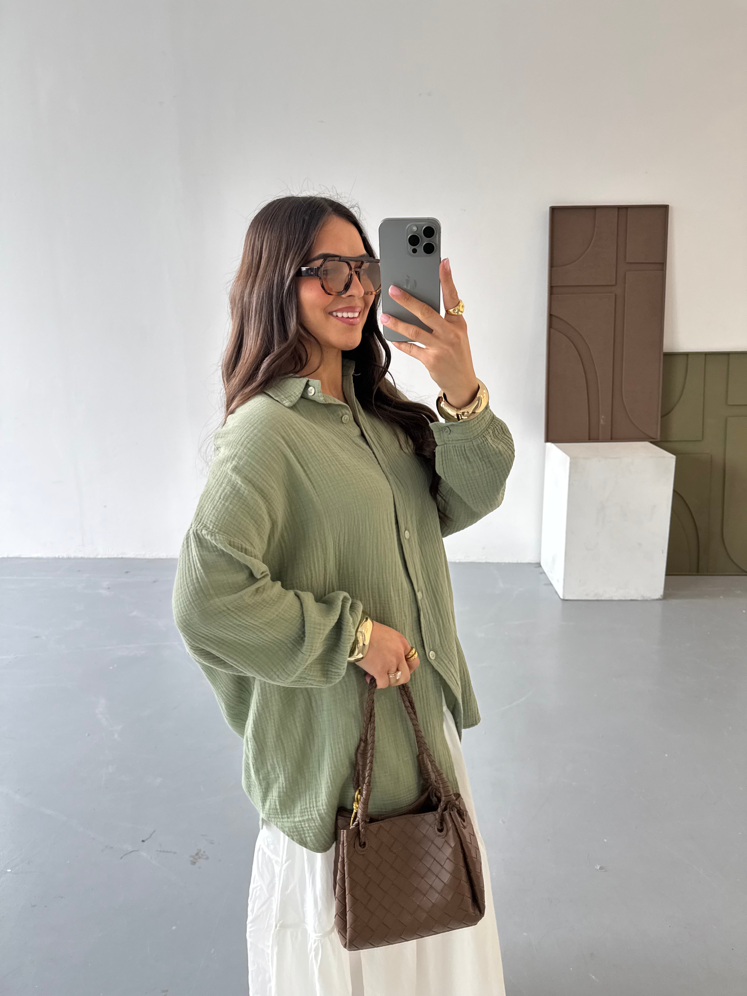 Chemise gaze de coton kaki