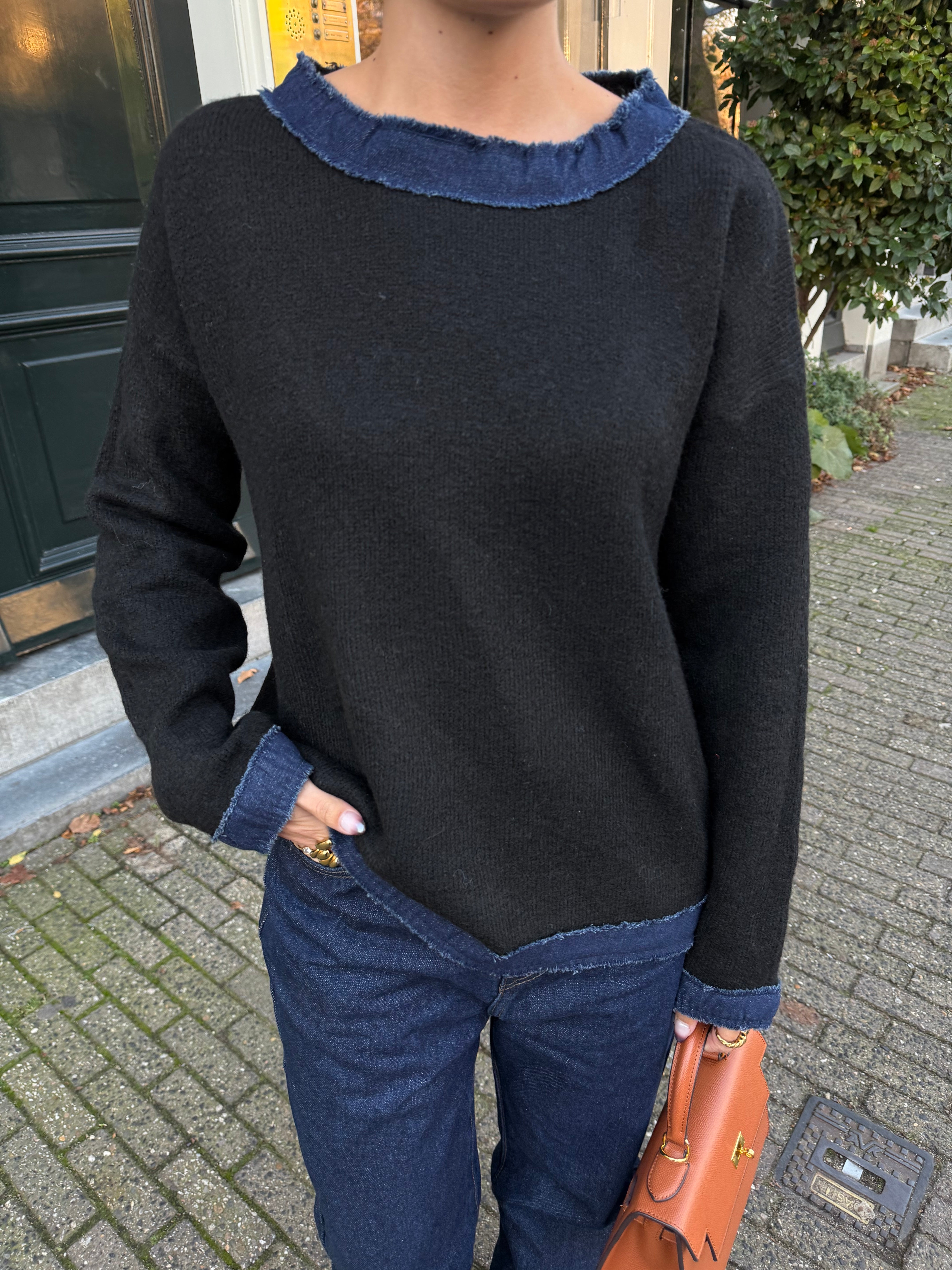 Pull noir col jean (CH-1823)