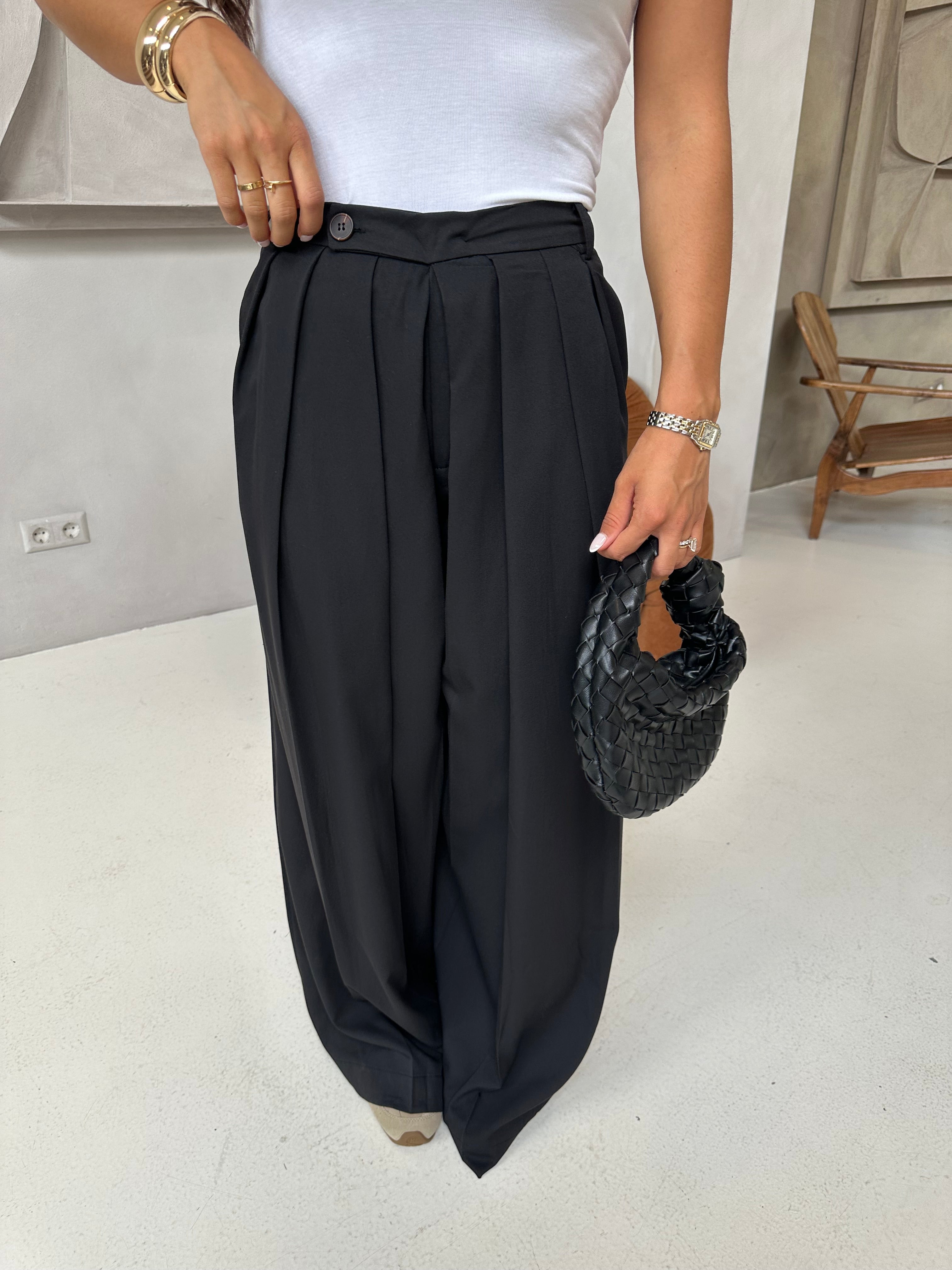 Pantalon plissé noir(JY5102)
