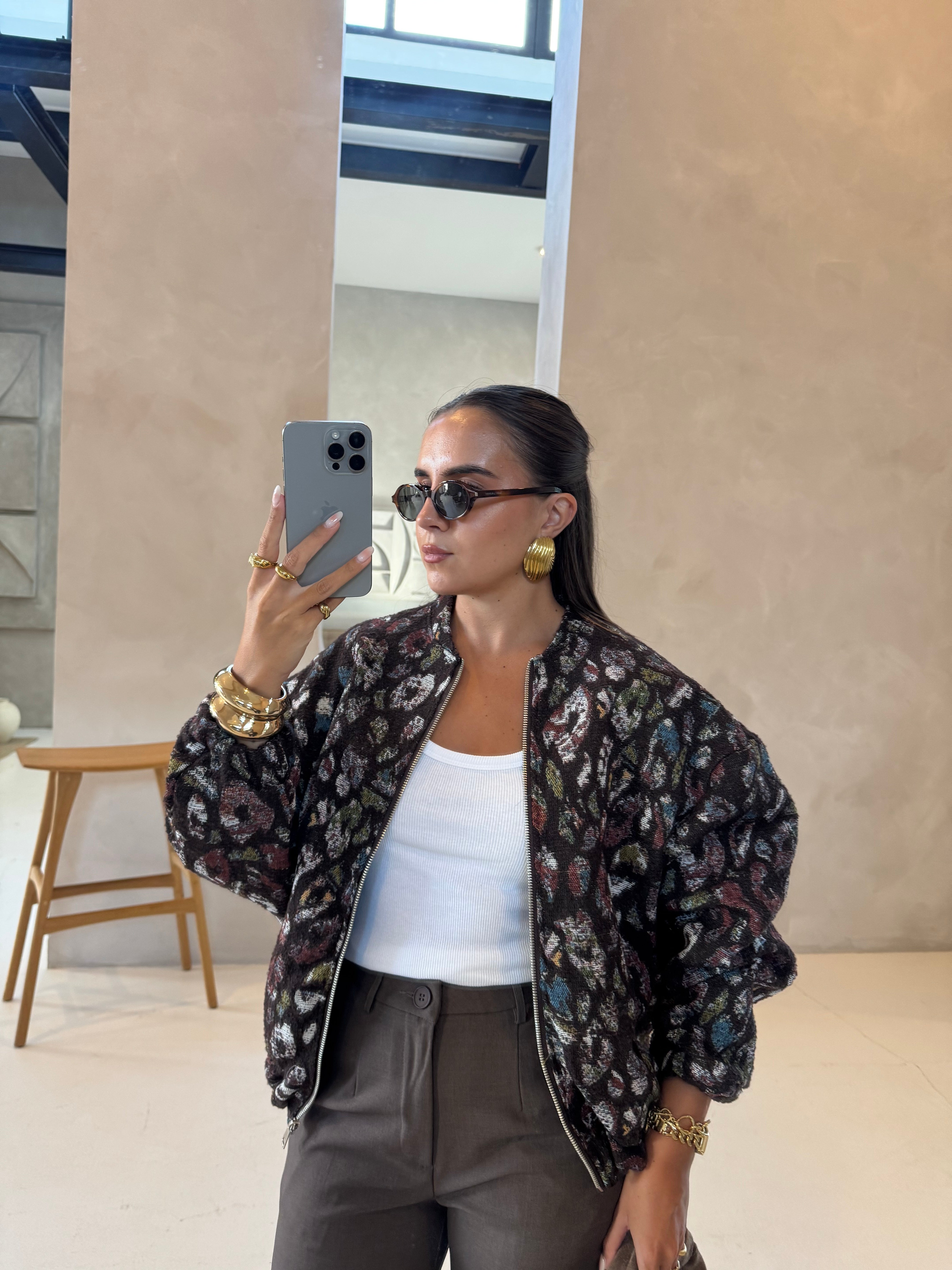 Veste GUAL marron 2 à motif (5210)
