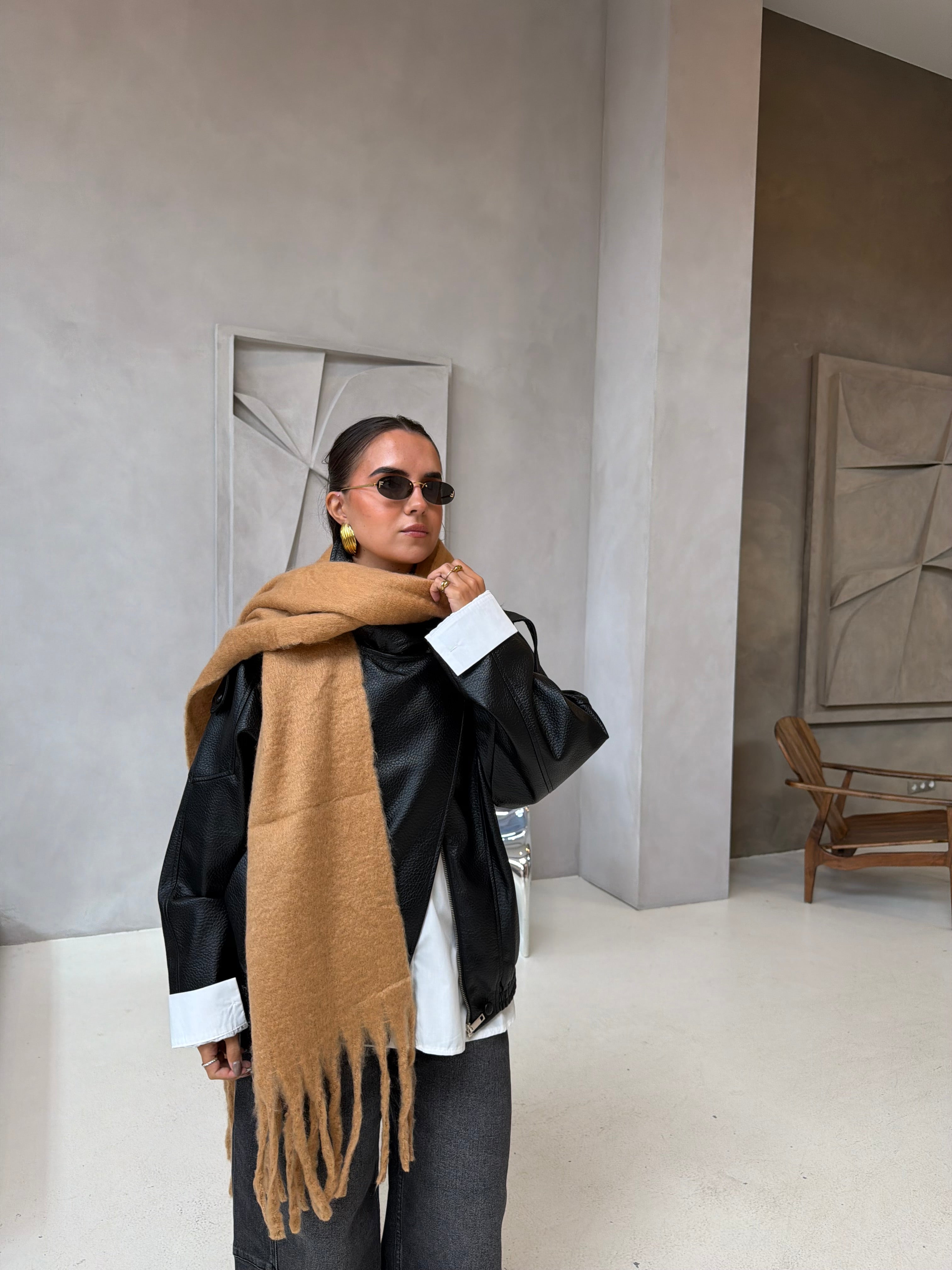 Longue écharpe unie camel