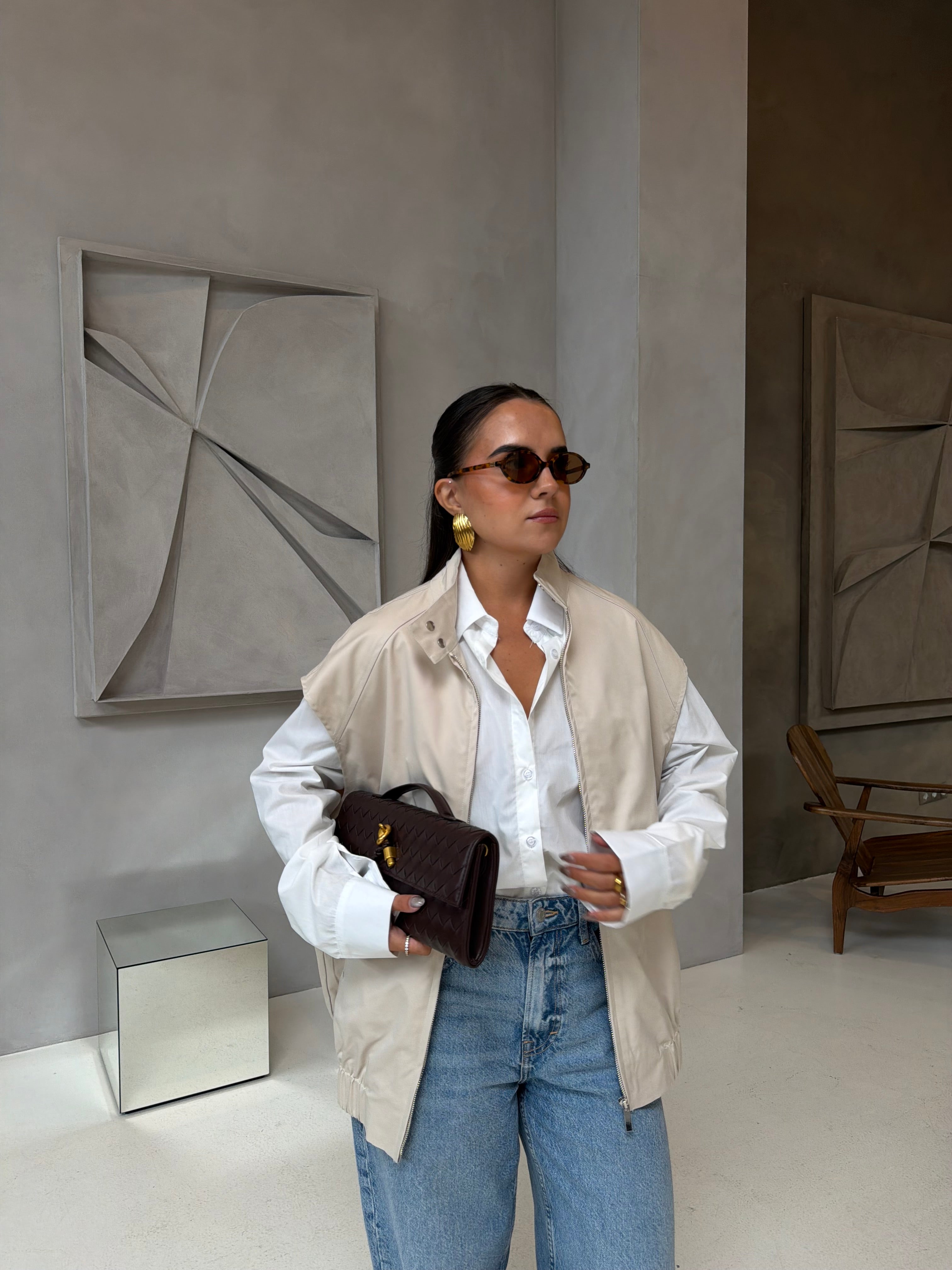 Veste sans manche beige (53052B)