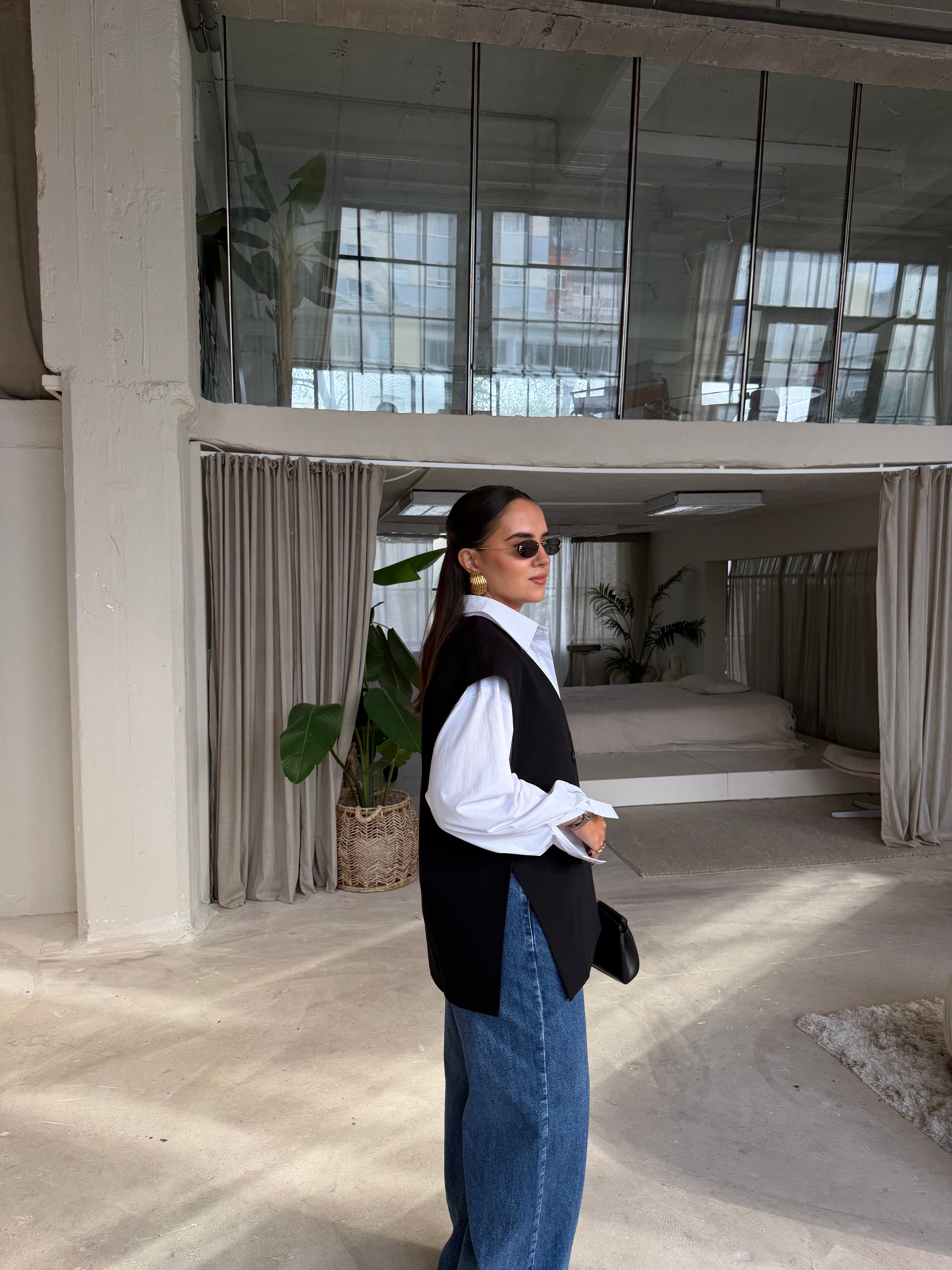 Blazer COUTURE  sans manche noir (5813)