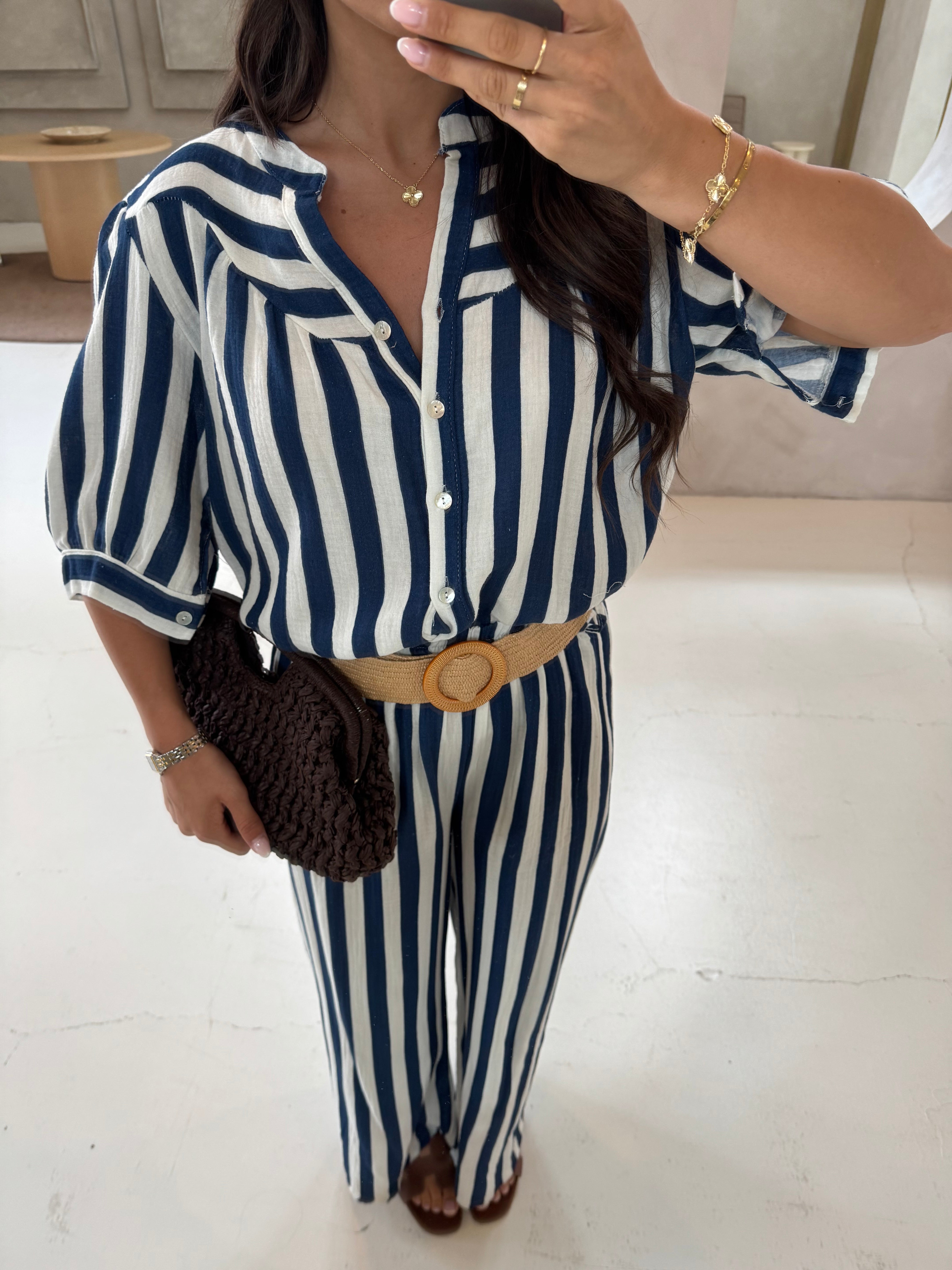 Ensemble LUZI rayures bleu (4350)