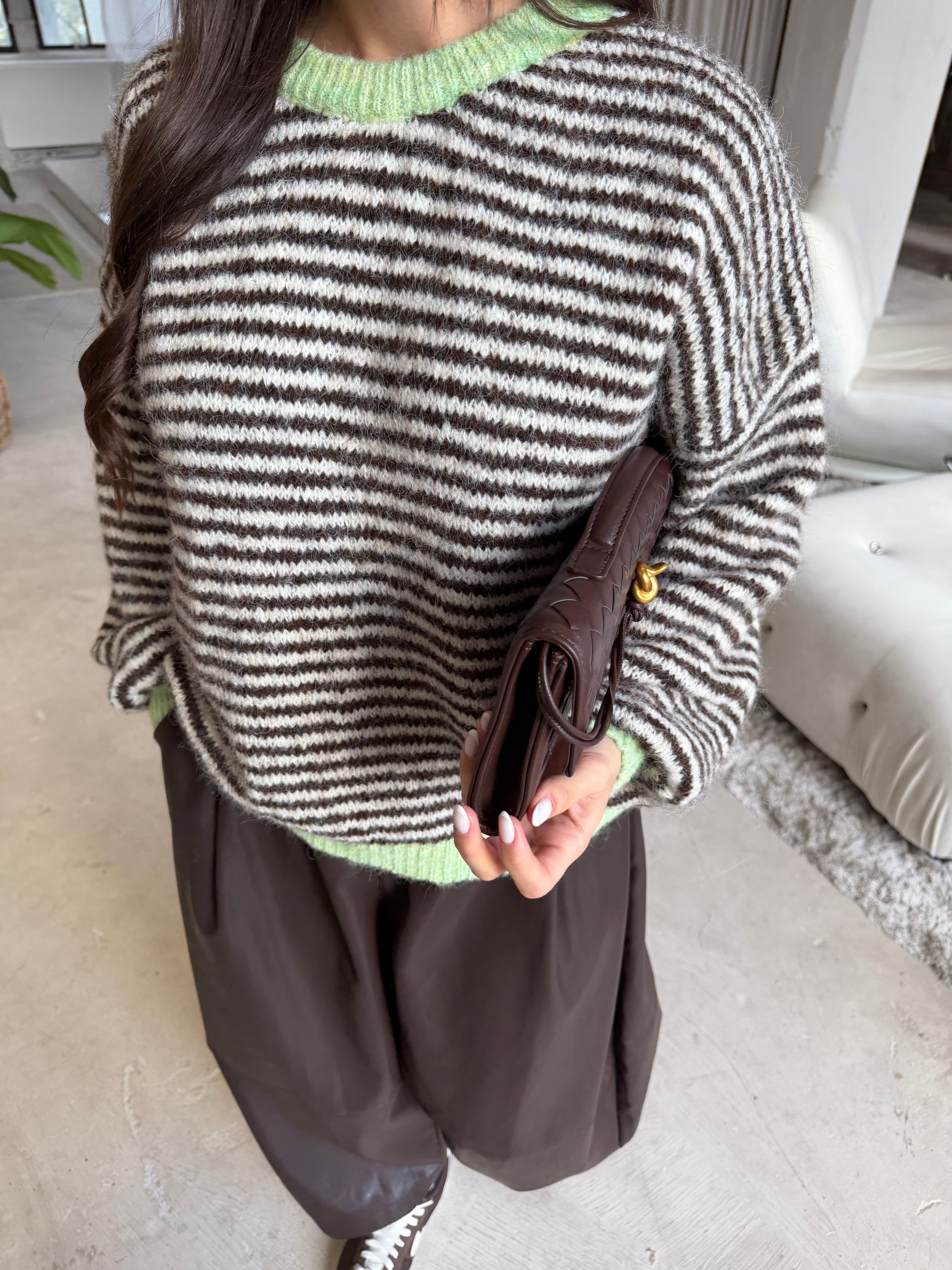 Pull VANIA marron vert