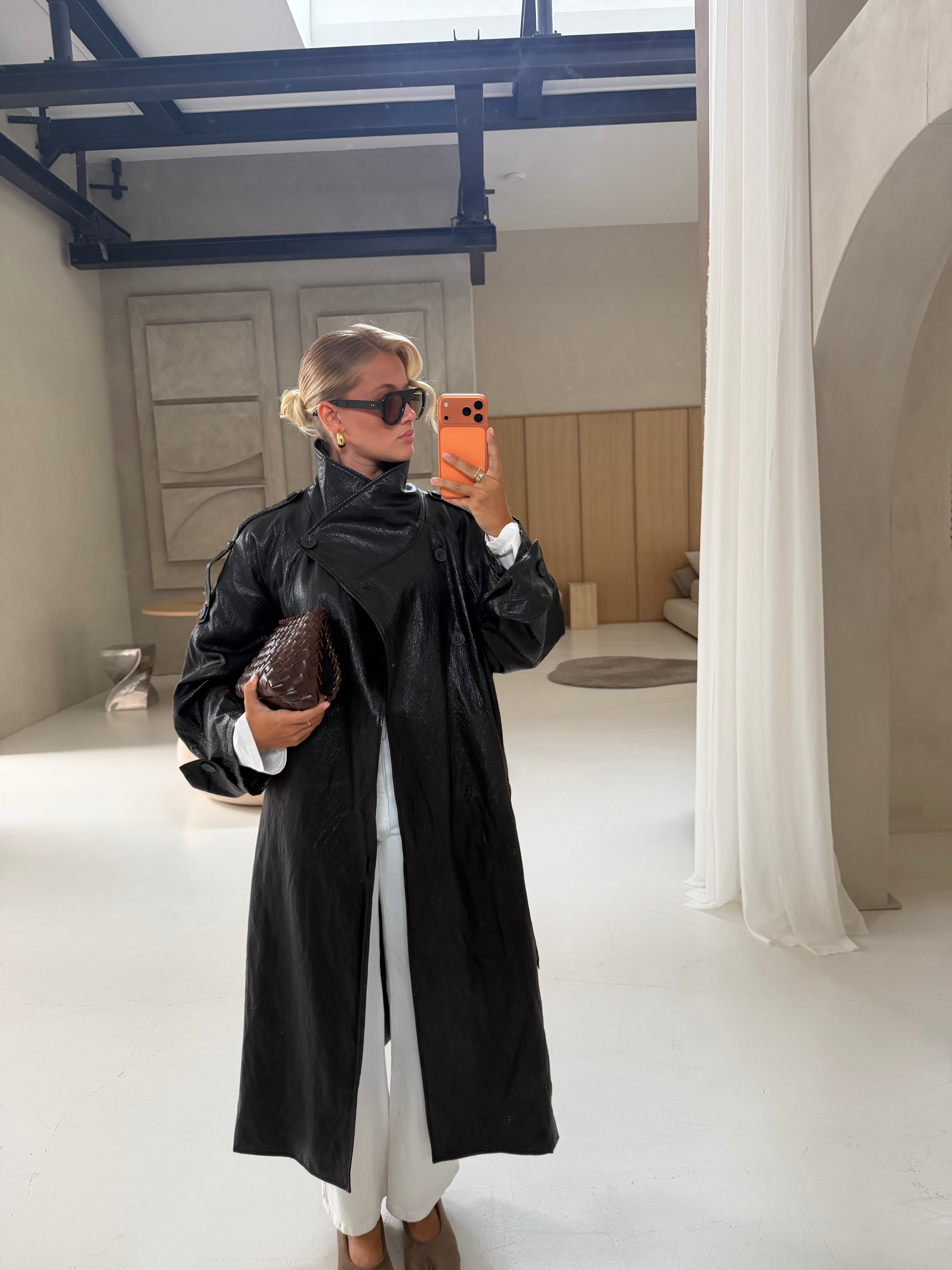 Trench simili noir (JZM004)
