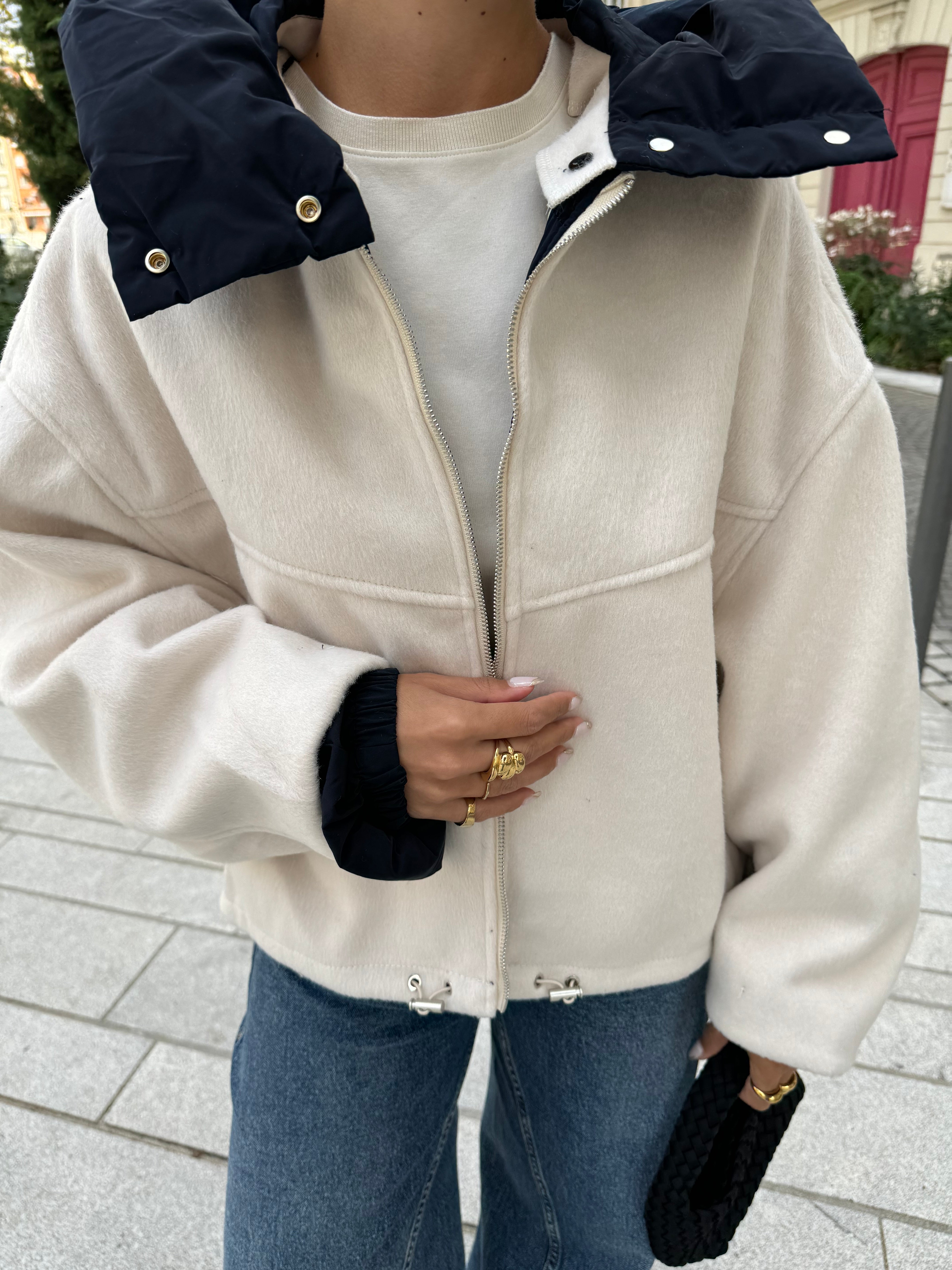 Veste TENDANCE bleue marine et crème (NYC)