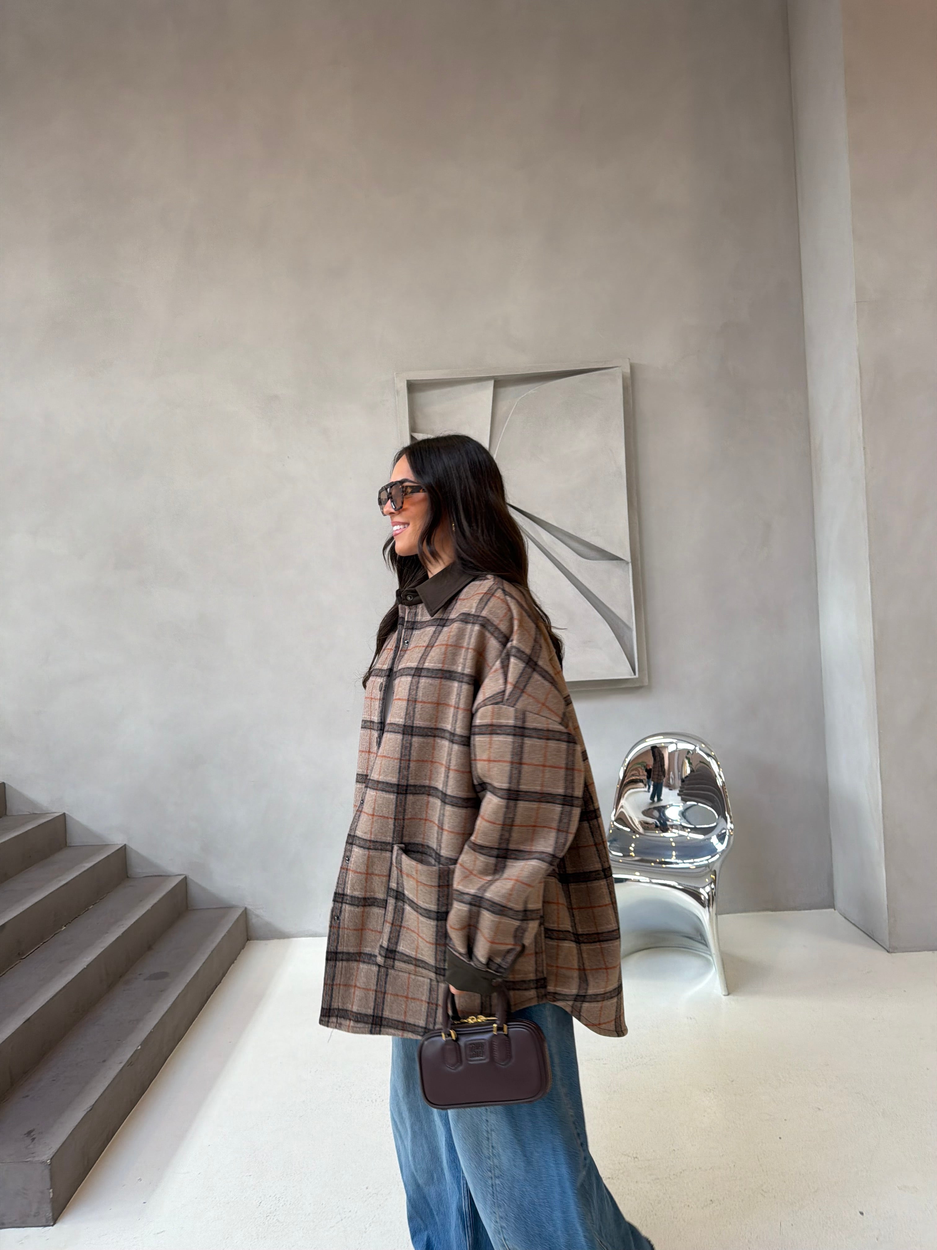 Veste carreaux oversize (6372)