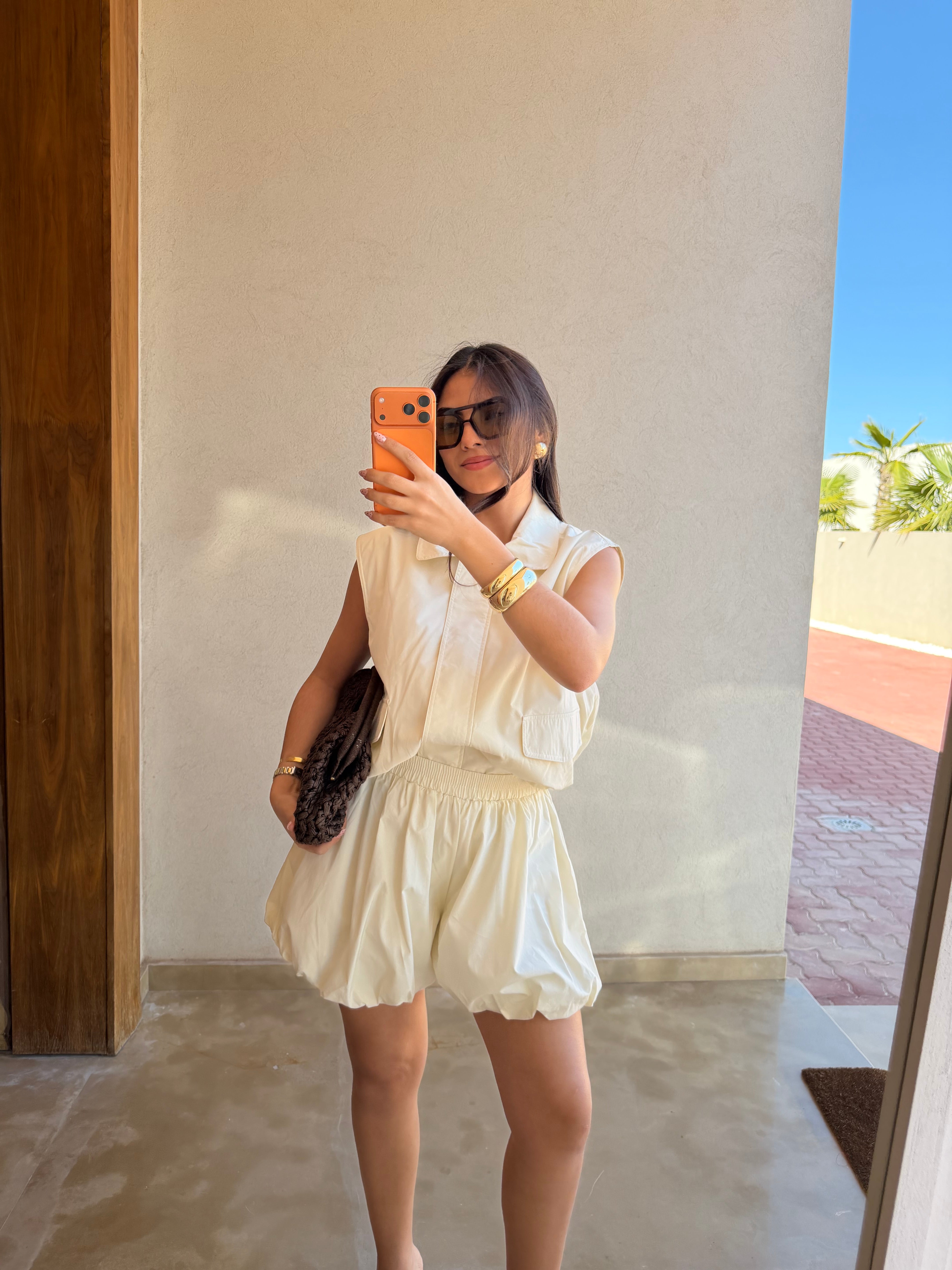 Ensemble short boule crème (SC350)