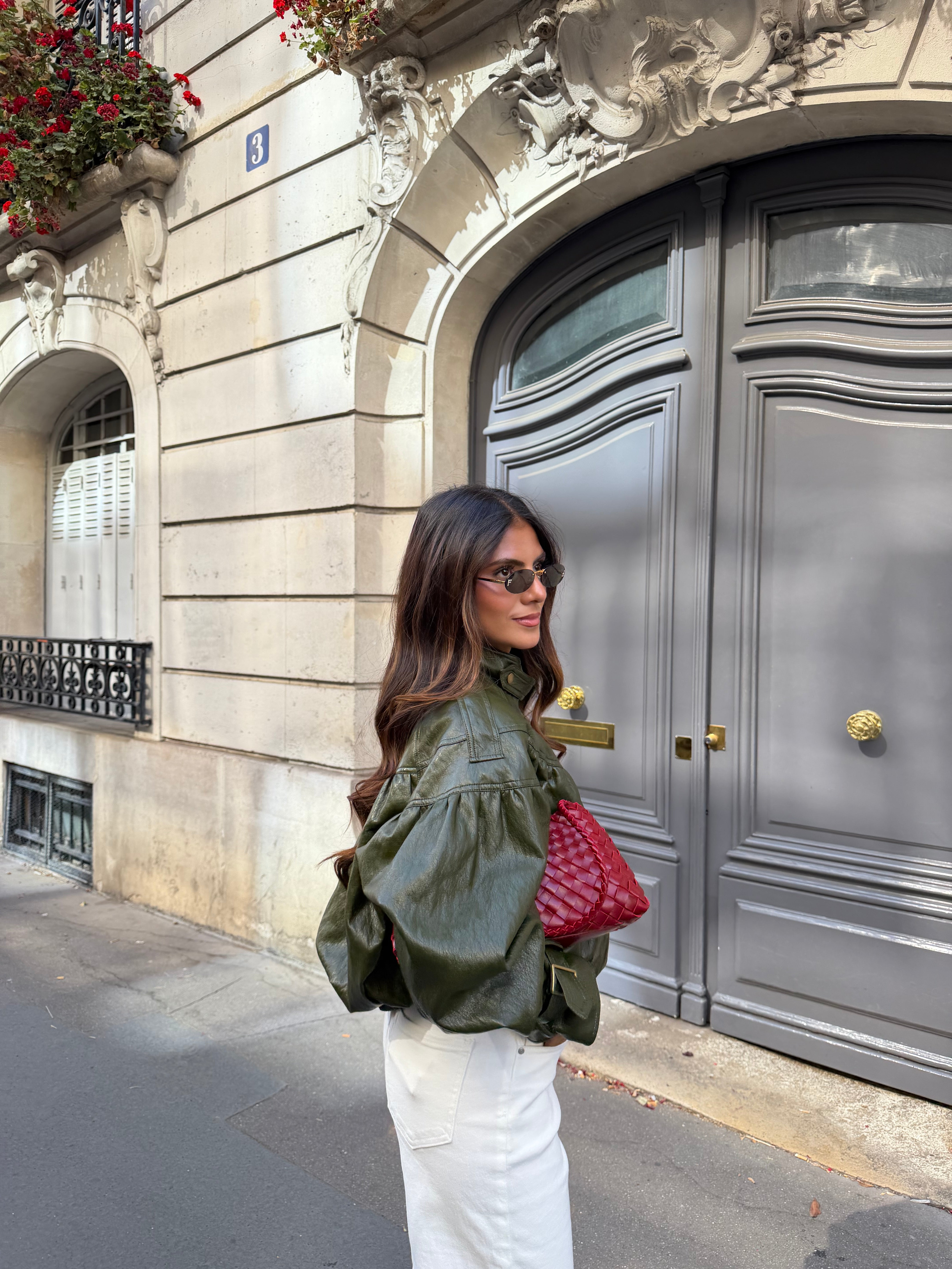 Veste similicuir LOLA verte (RD9233)