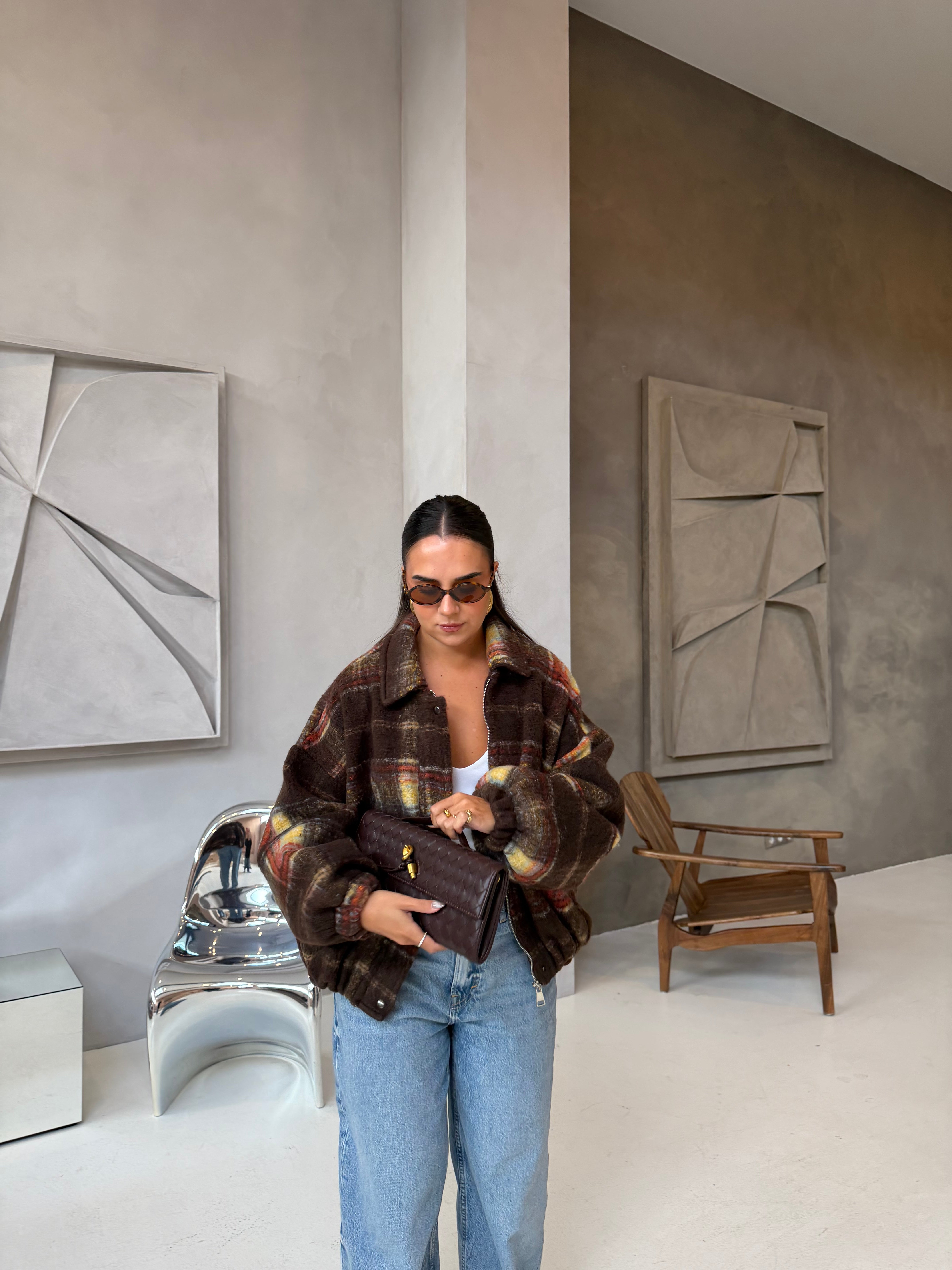 Veste DELIA OVERSIZE laine marron (14729)