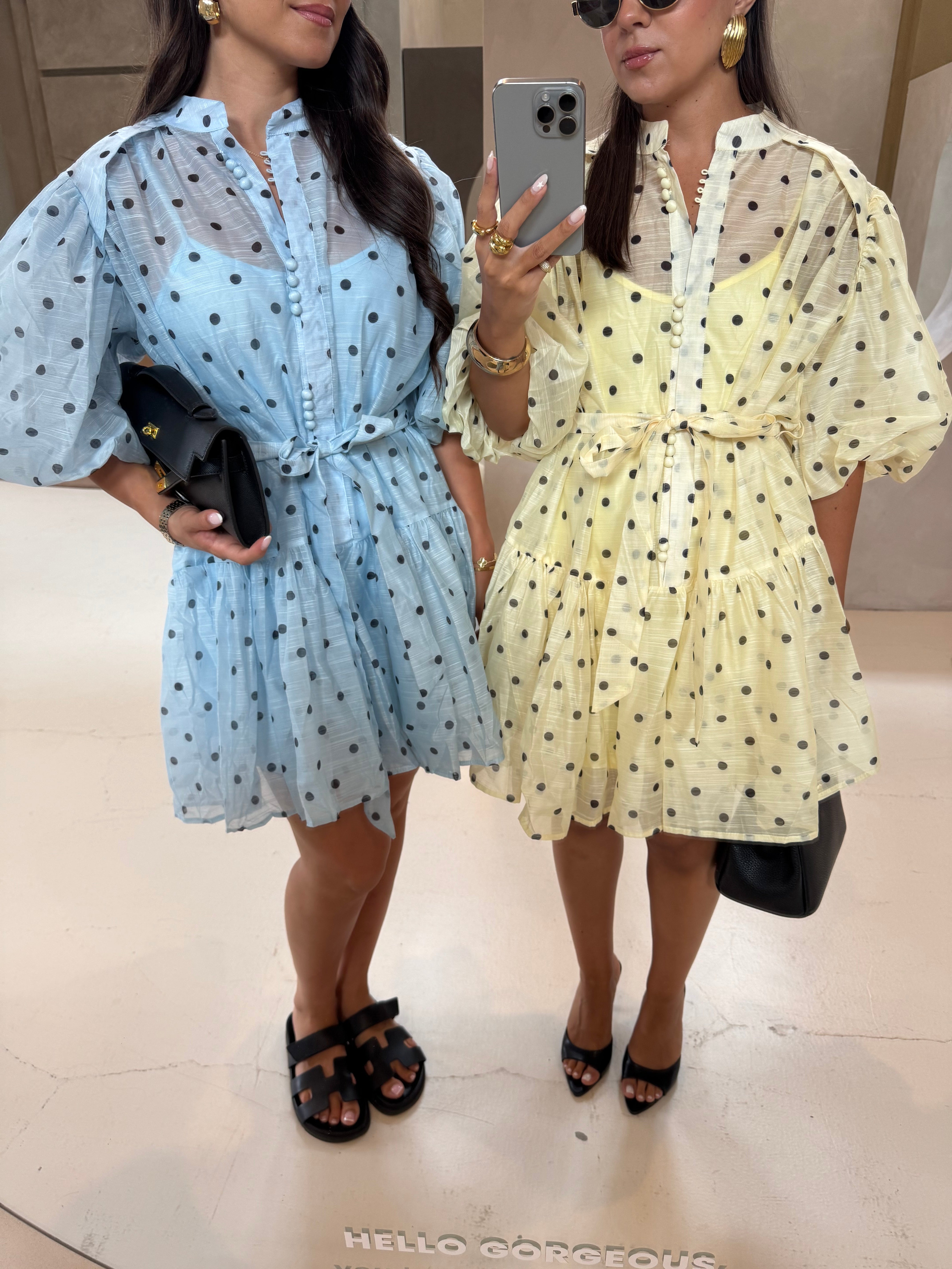 Robe MIA courte bleu à pois (R11021)