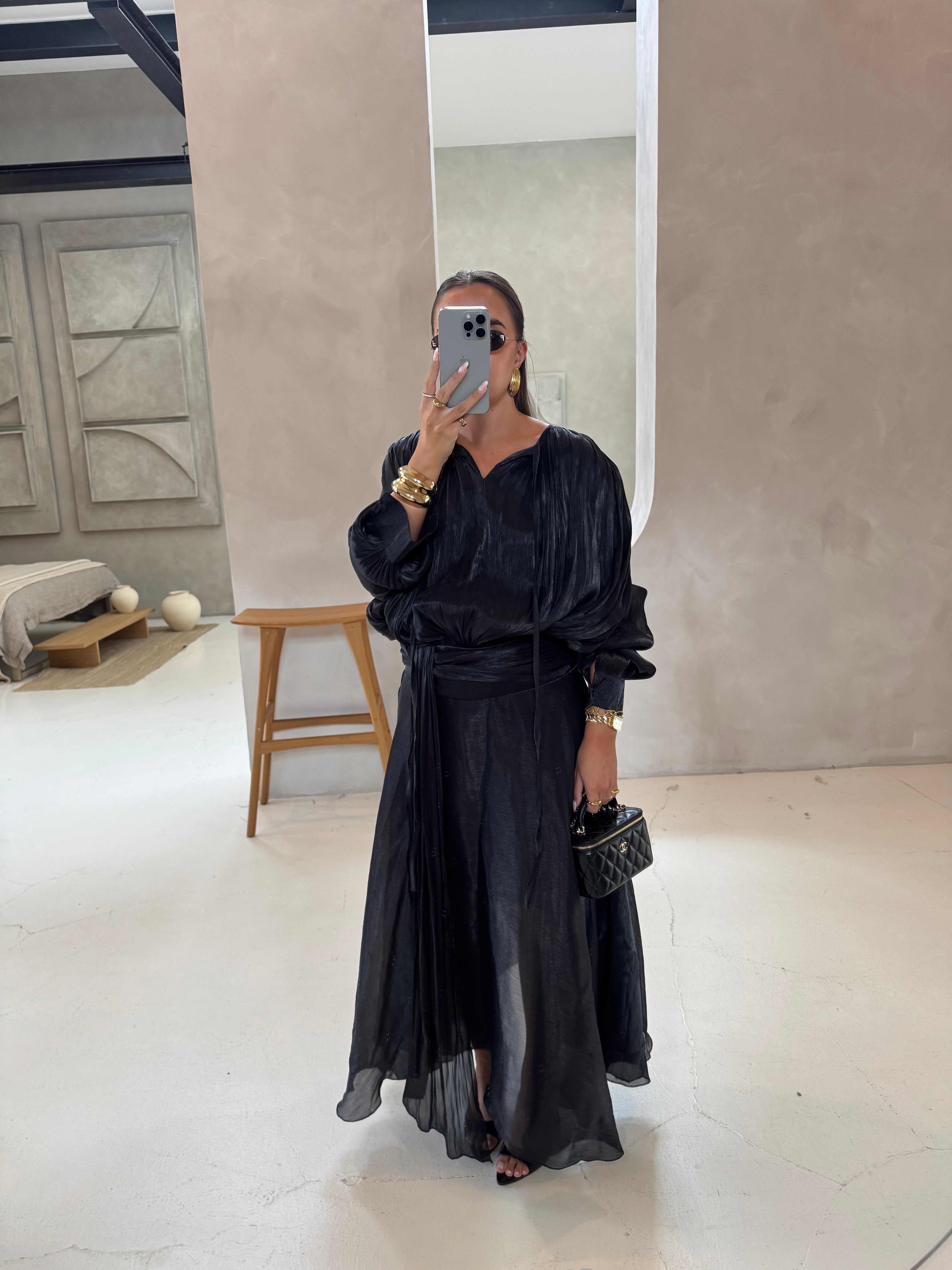 Robe longue noire (R11610)