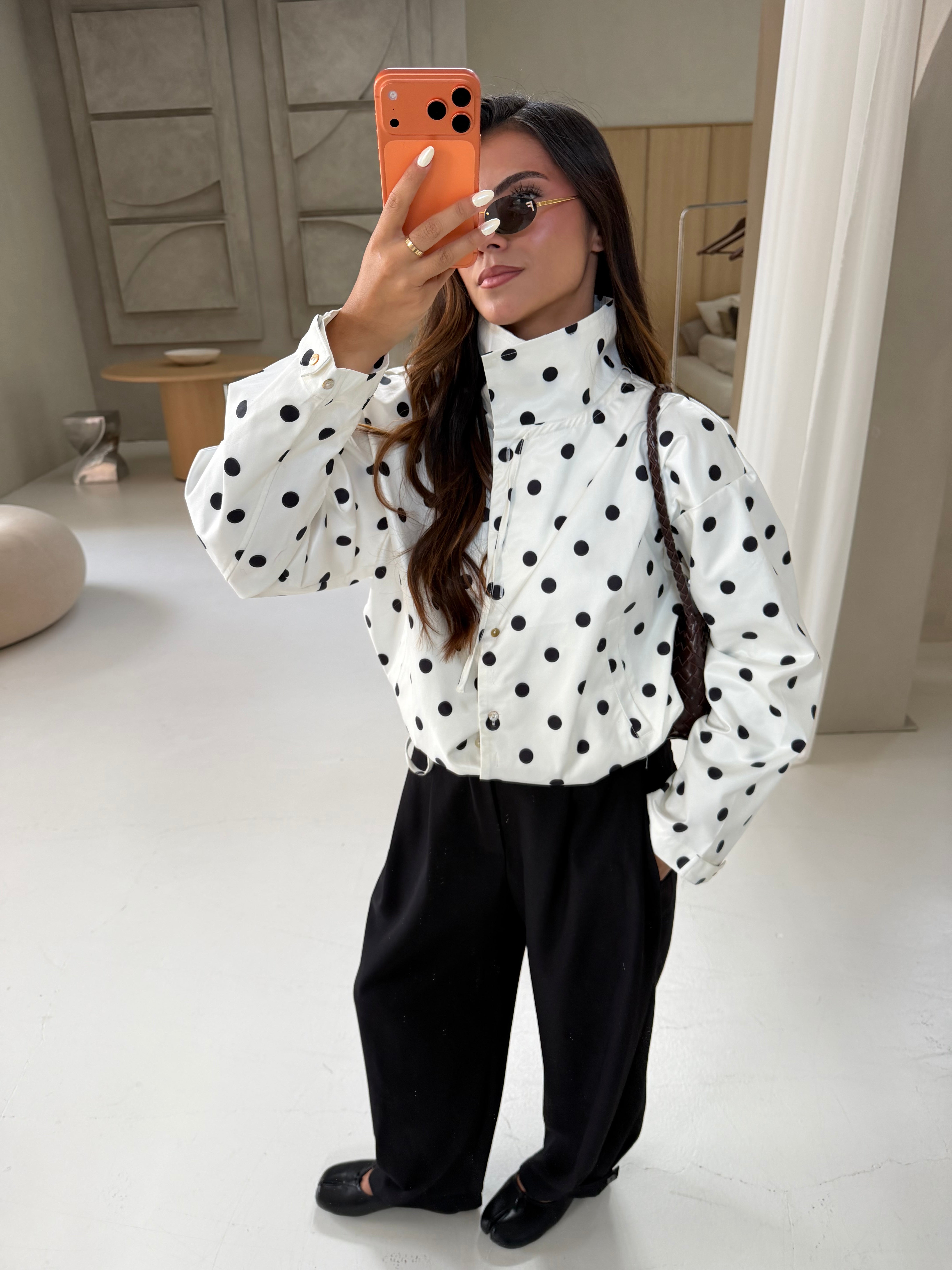 Veste POIS blanche et noire (GI7226)
