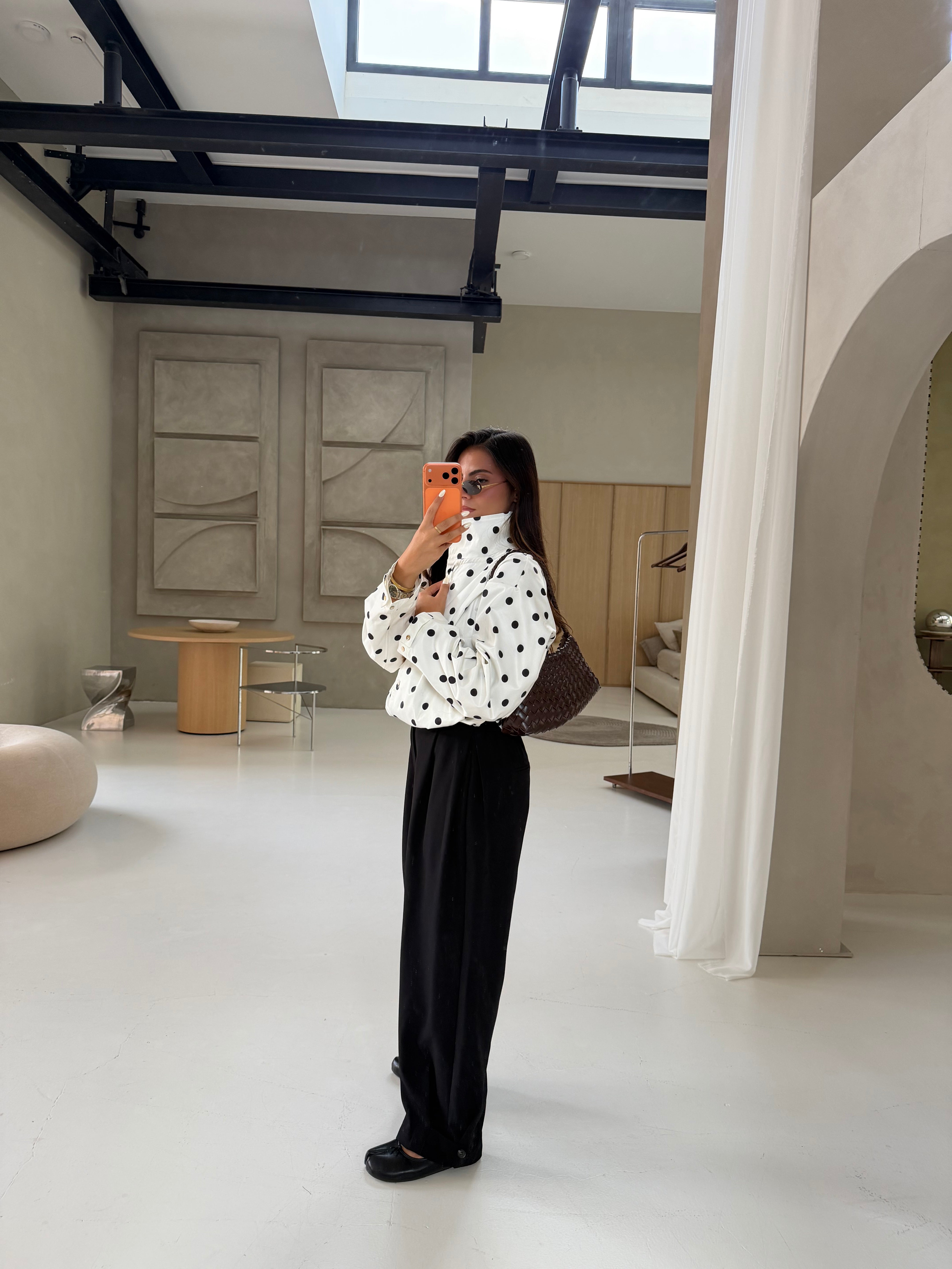 Veste POIS blanche et noire (GI7226)